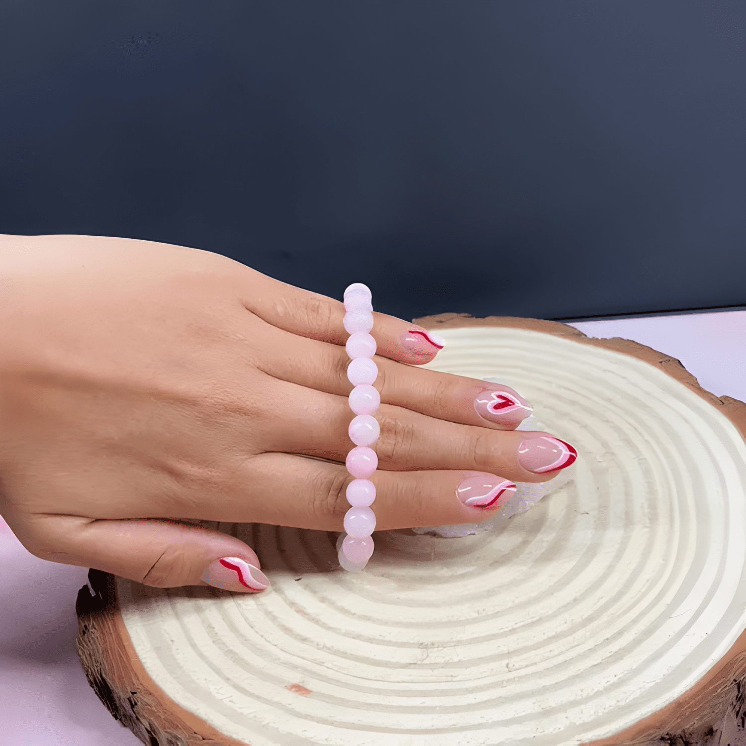 Pulsera piedra natural de cuarzo energética 16 CM Rosa-2