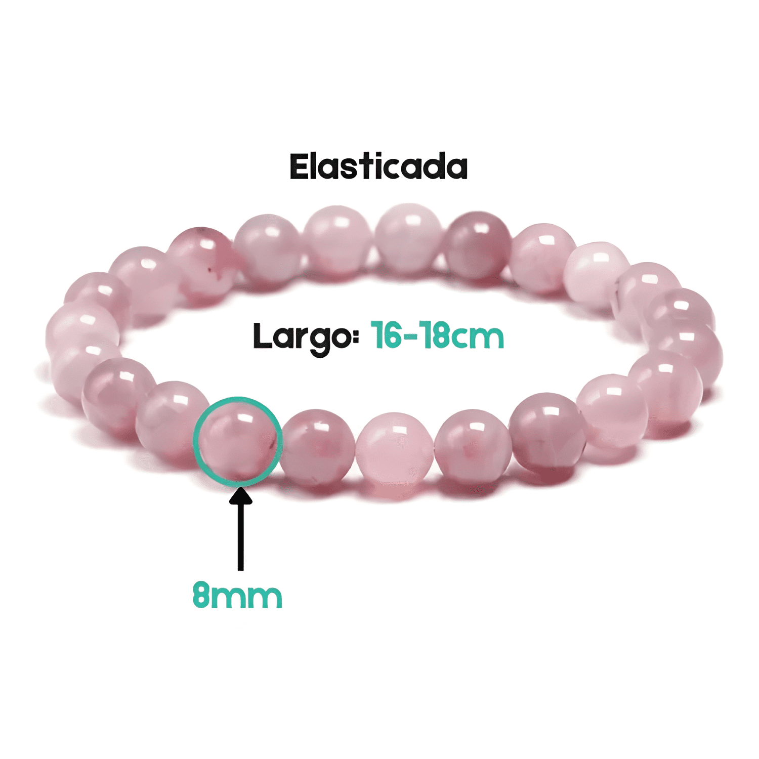 Pulsera piedra natural de cuarzo energética 16 CM Rosa-3