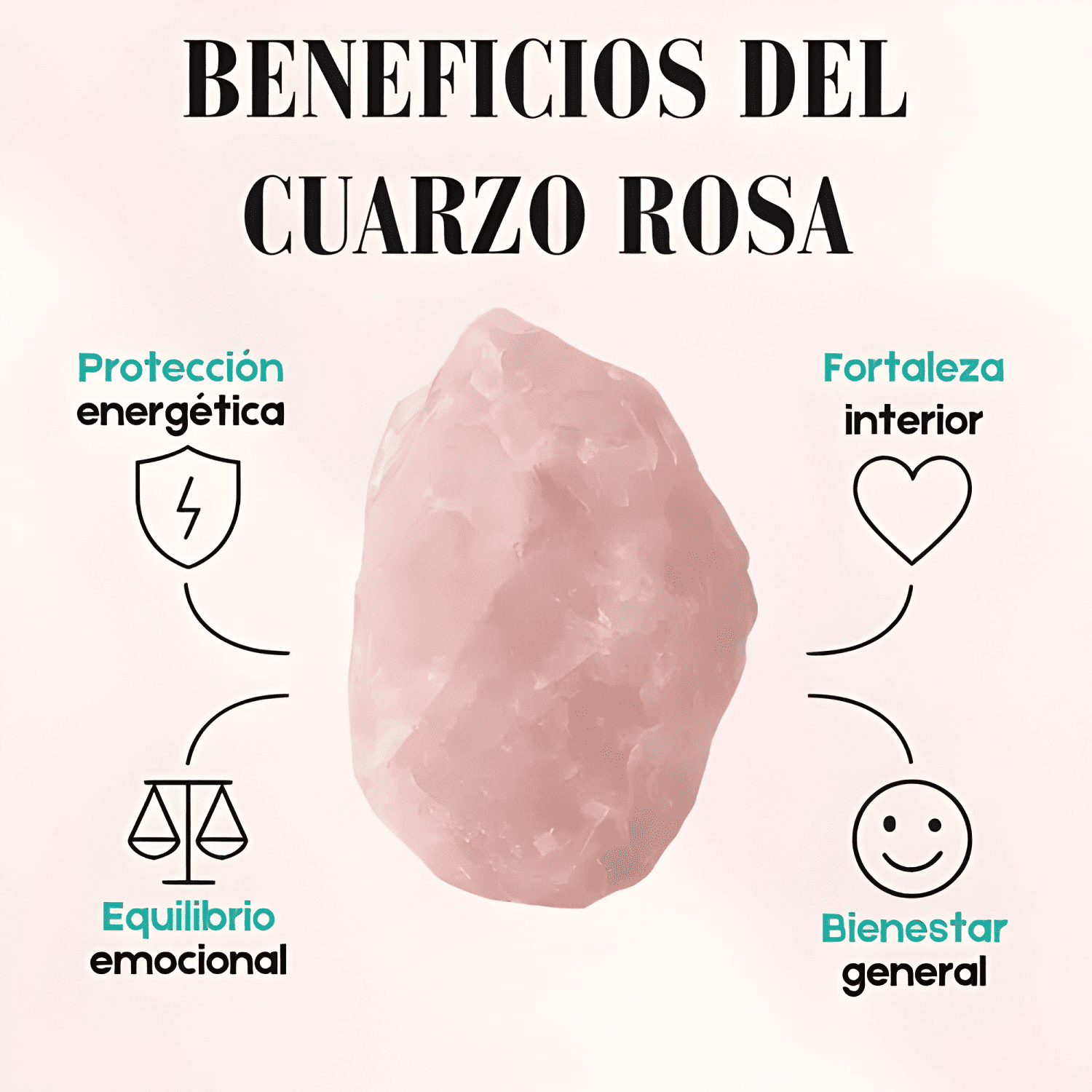 Pulsera piedra natural de cuarzo energética 16 CM Rosa-4