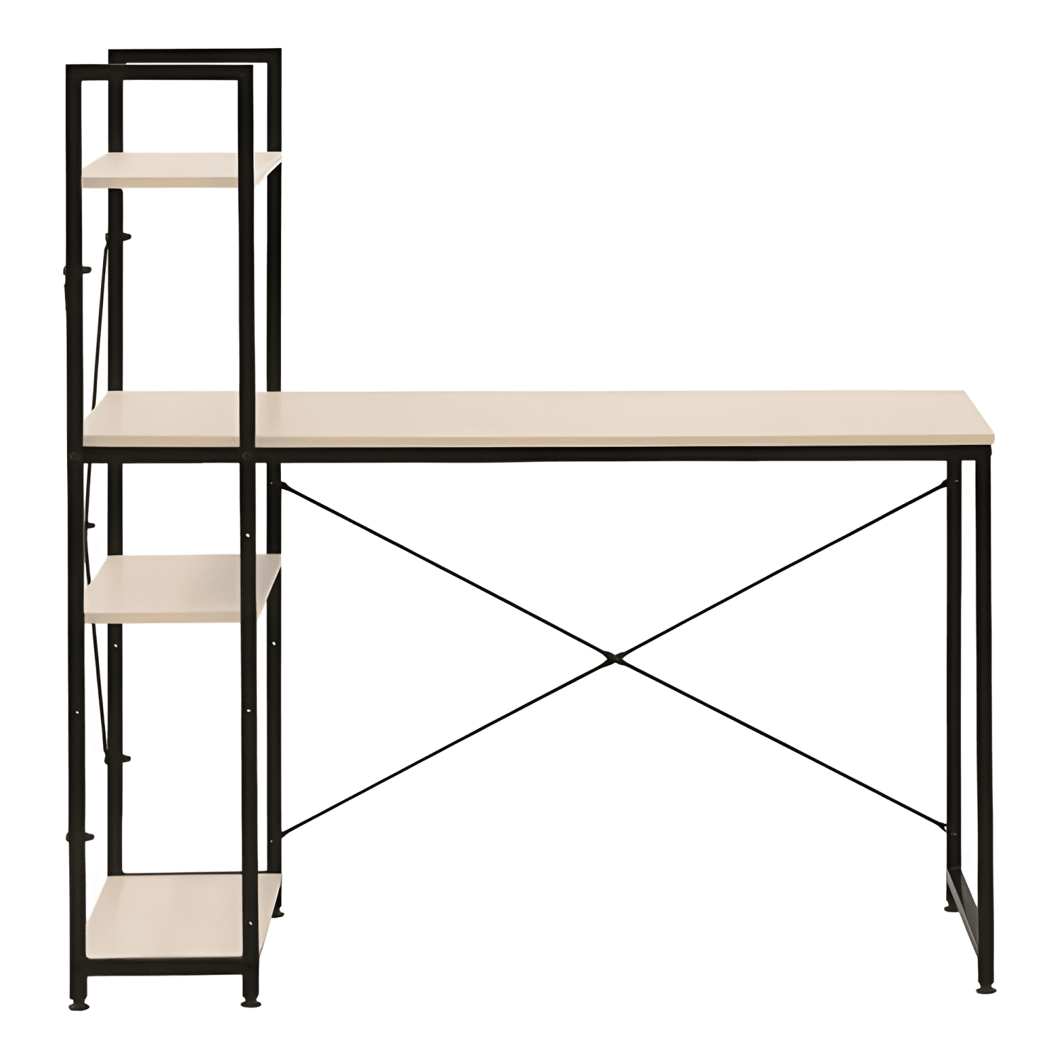 Escritorio estilo industrial relan estantería lateral Beige-0