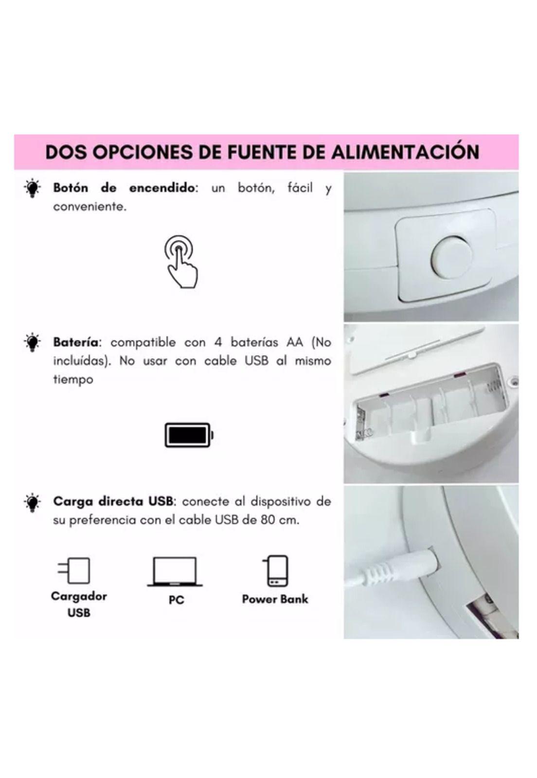 Espejo con Luz LED para Maquillaje Plegable y Aumento X10-5