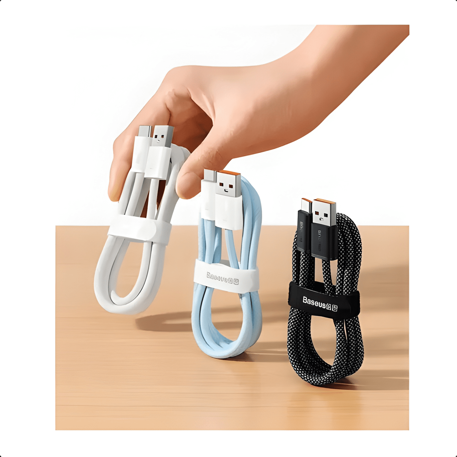 Cable USB c para carga rápida 5a 1 metro alta calidad Blanco-3
