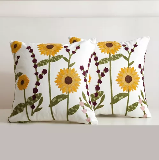 Pack de 4 Fundas para Cojines Sin Relleno con Diseños Bordados Amarillo 2-5