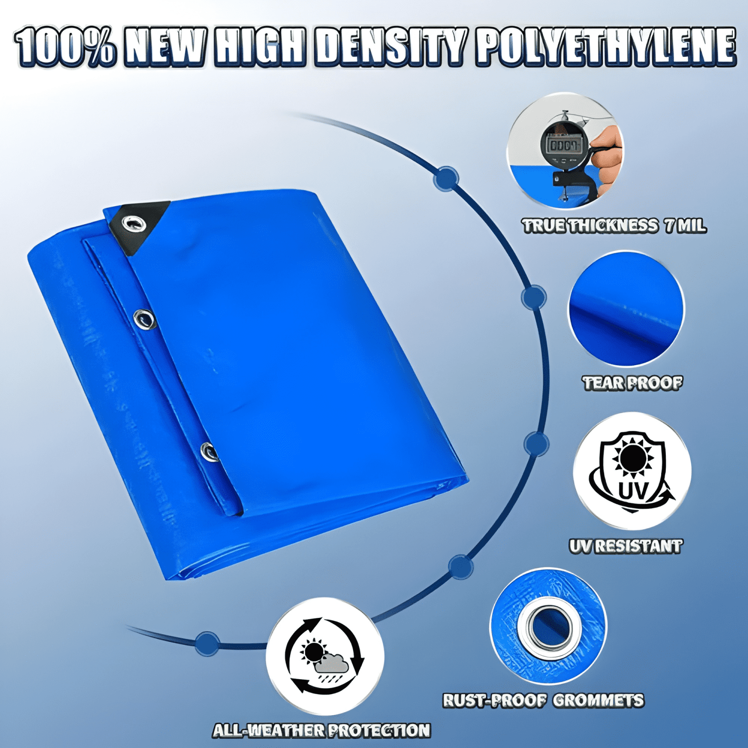 Cobertor de piscina lona multiuso con ojetillos 8x4 m #7-2