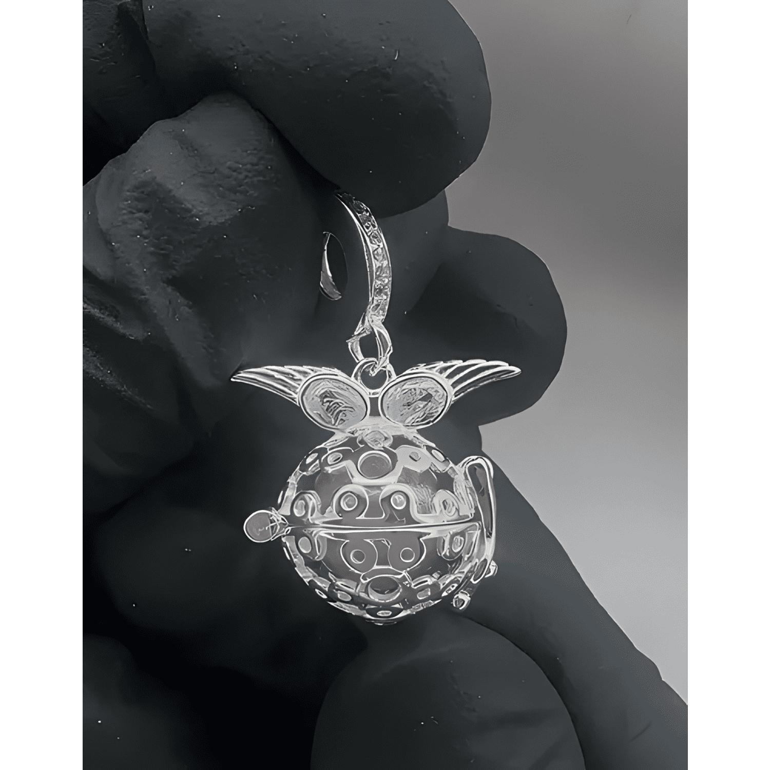Charm colgante llamador de angeles plata 925 búho alas-2