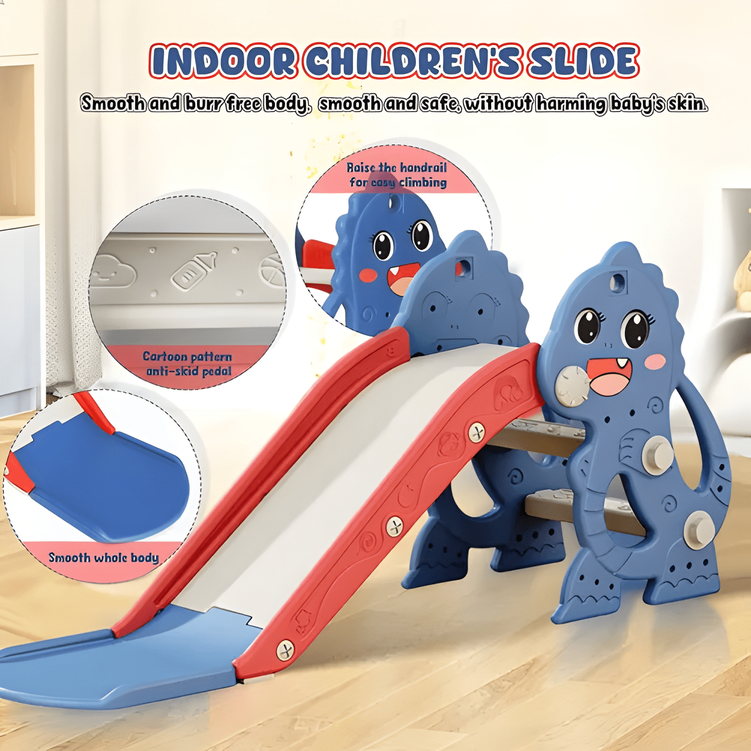 Tobogán plegable de interior para niños azul #1-2