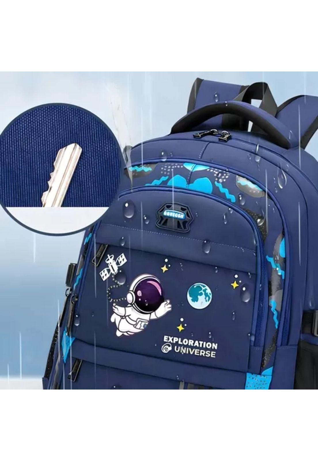 Mochila escolar de espalda para niños, morral notebook color azul-4