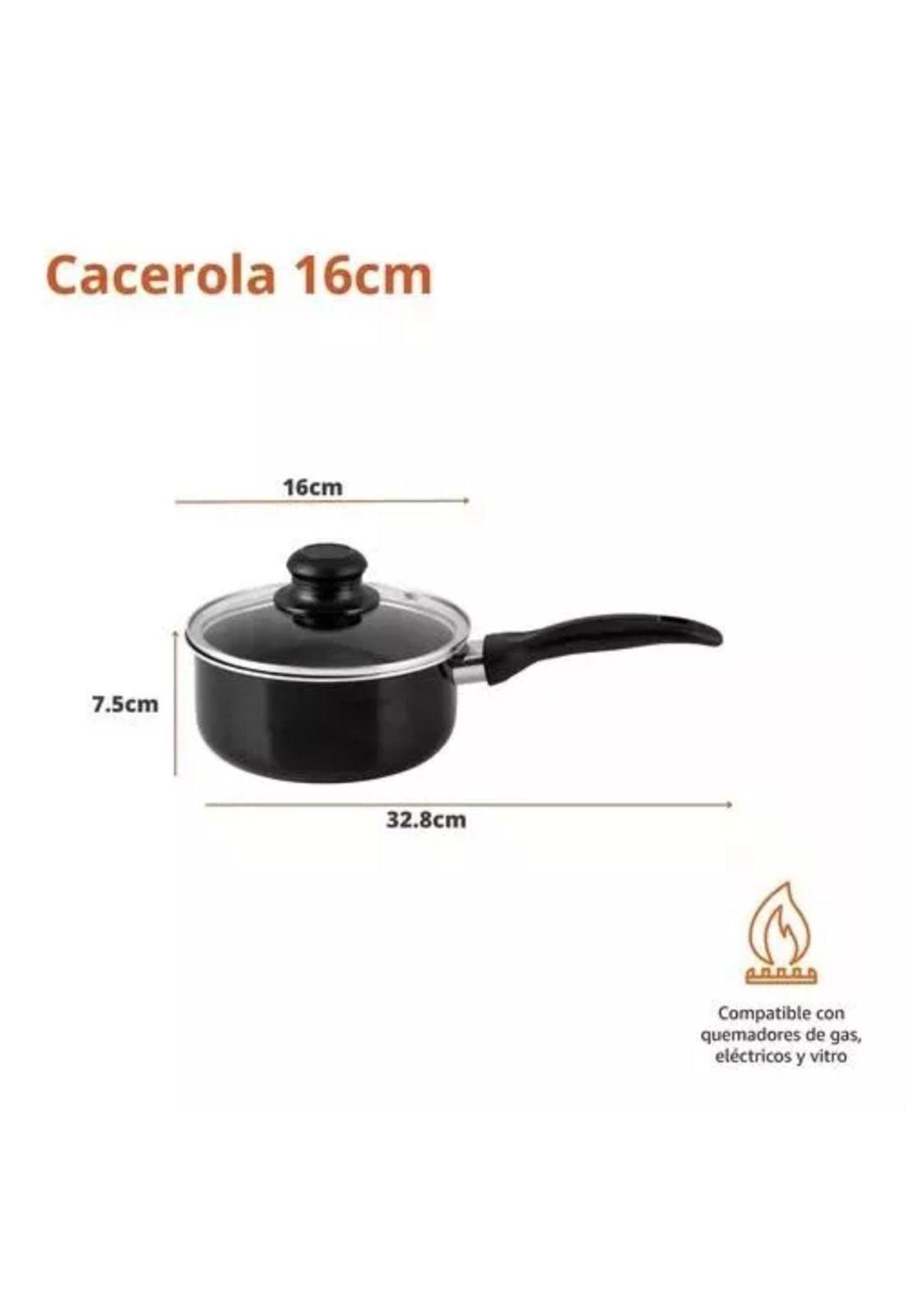 Batería de cocina de 12 piezas, Begônia, teflón antiadherente, color negro-5