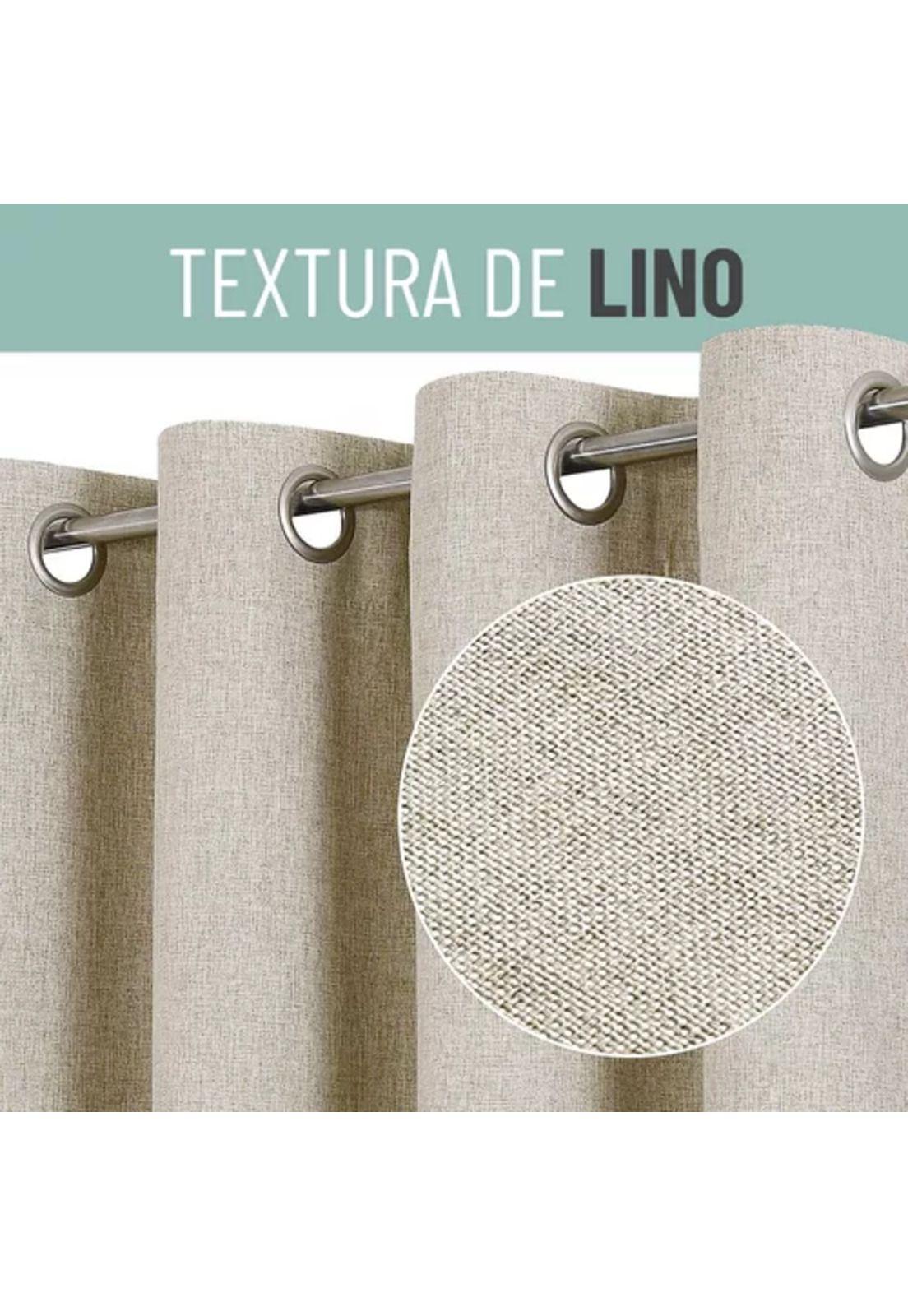 Cortina Blackout 100% 2 Paños 140x220cm Textura Lino Crudo-3