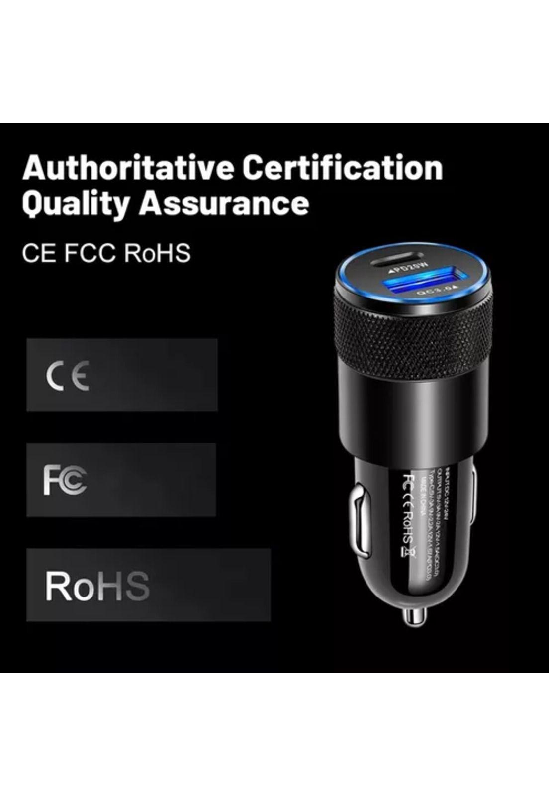 Cargador universal auto camión USB-C carga rápida 3.0 PD 38W-6