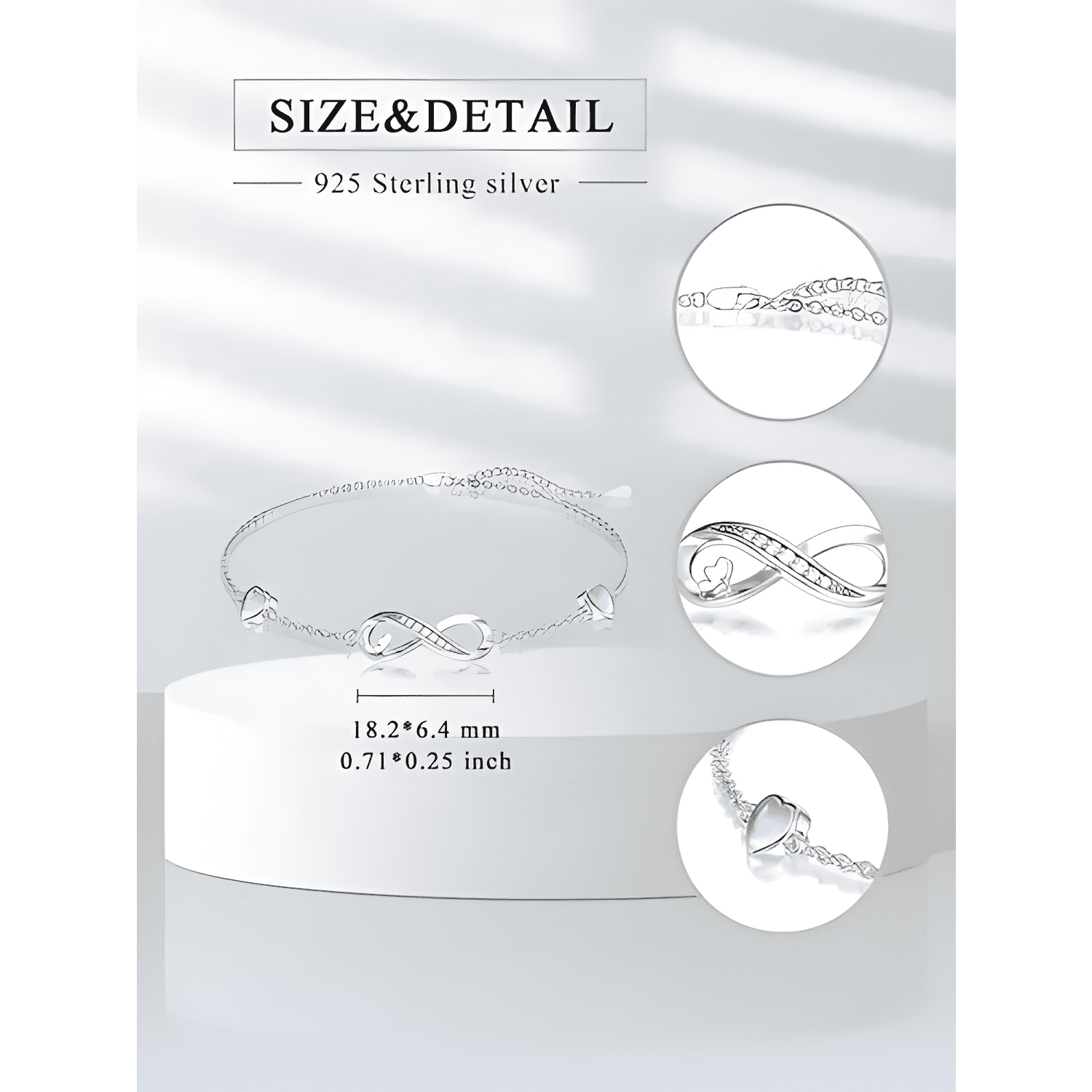 Pulsera infinito plata 925 piedra premium joyería fina mujer-2