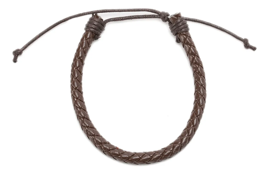 Pulsera cuero trenzado ajustable hombre-0