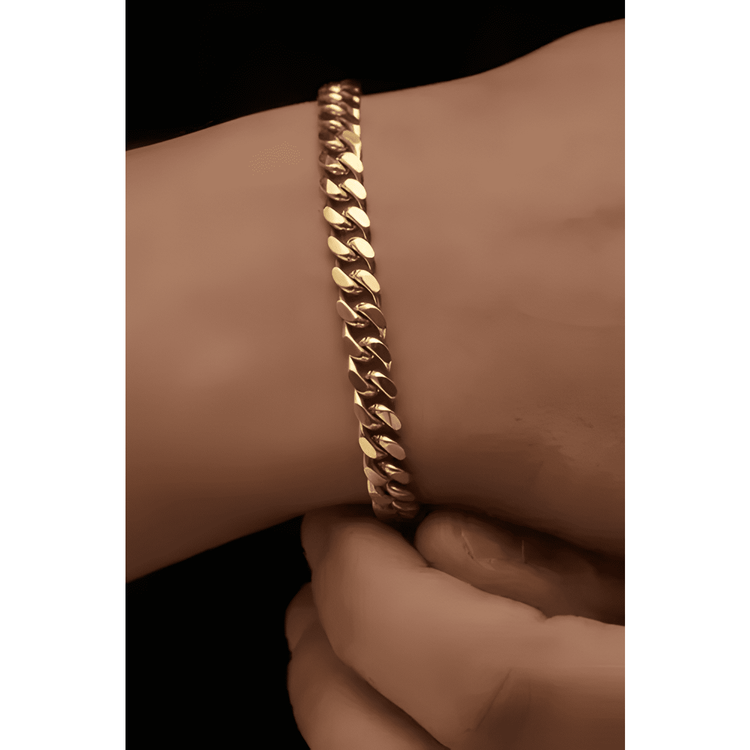Pulsera cuban oro 8mm largo 18 CM-2