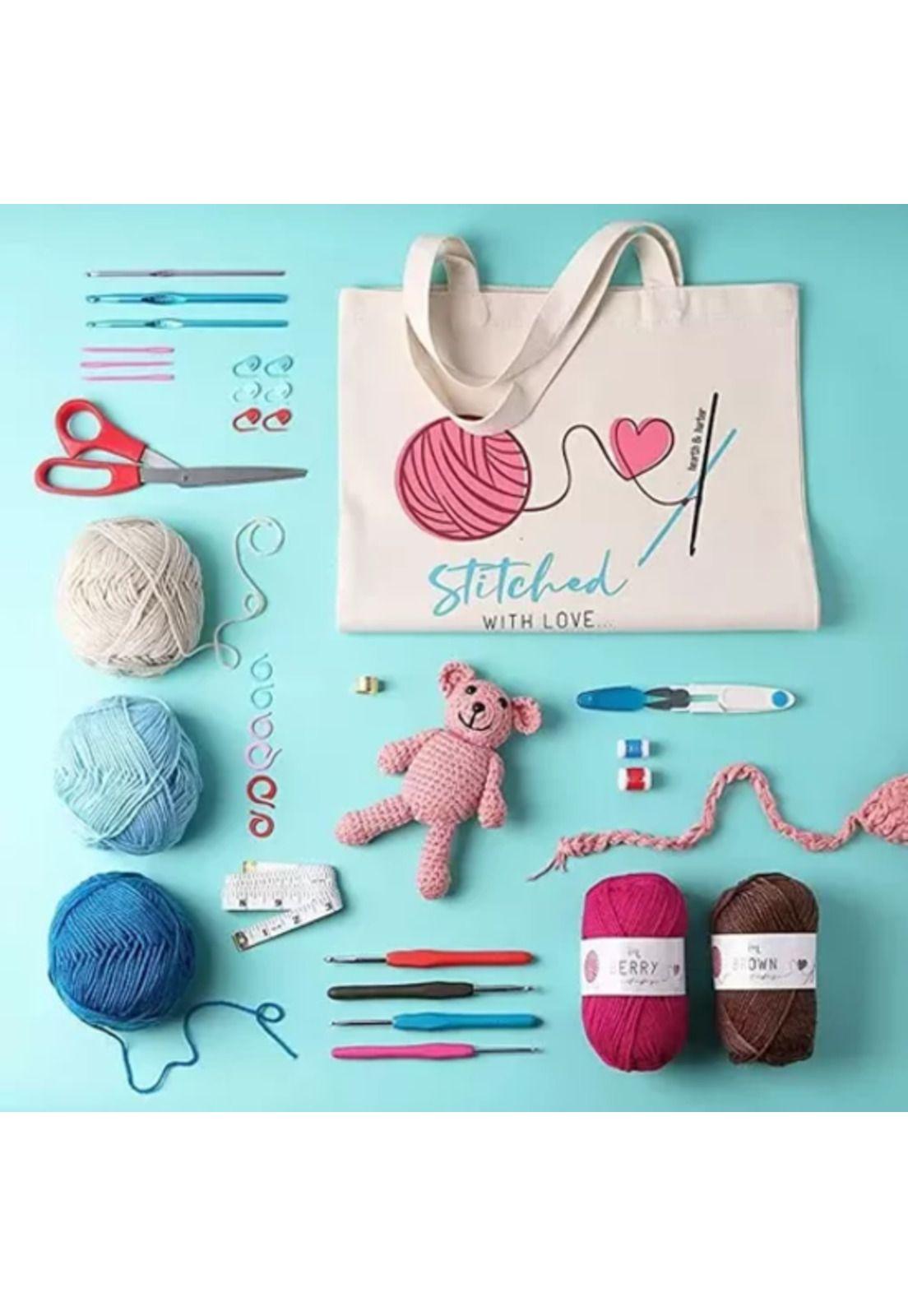 Set Completo de Crochet con Accesorios y Lanas + Tote Bag 79 Piezas-2