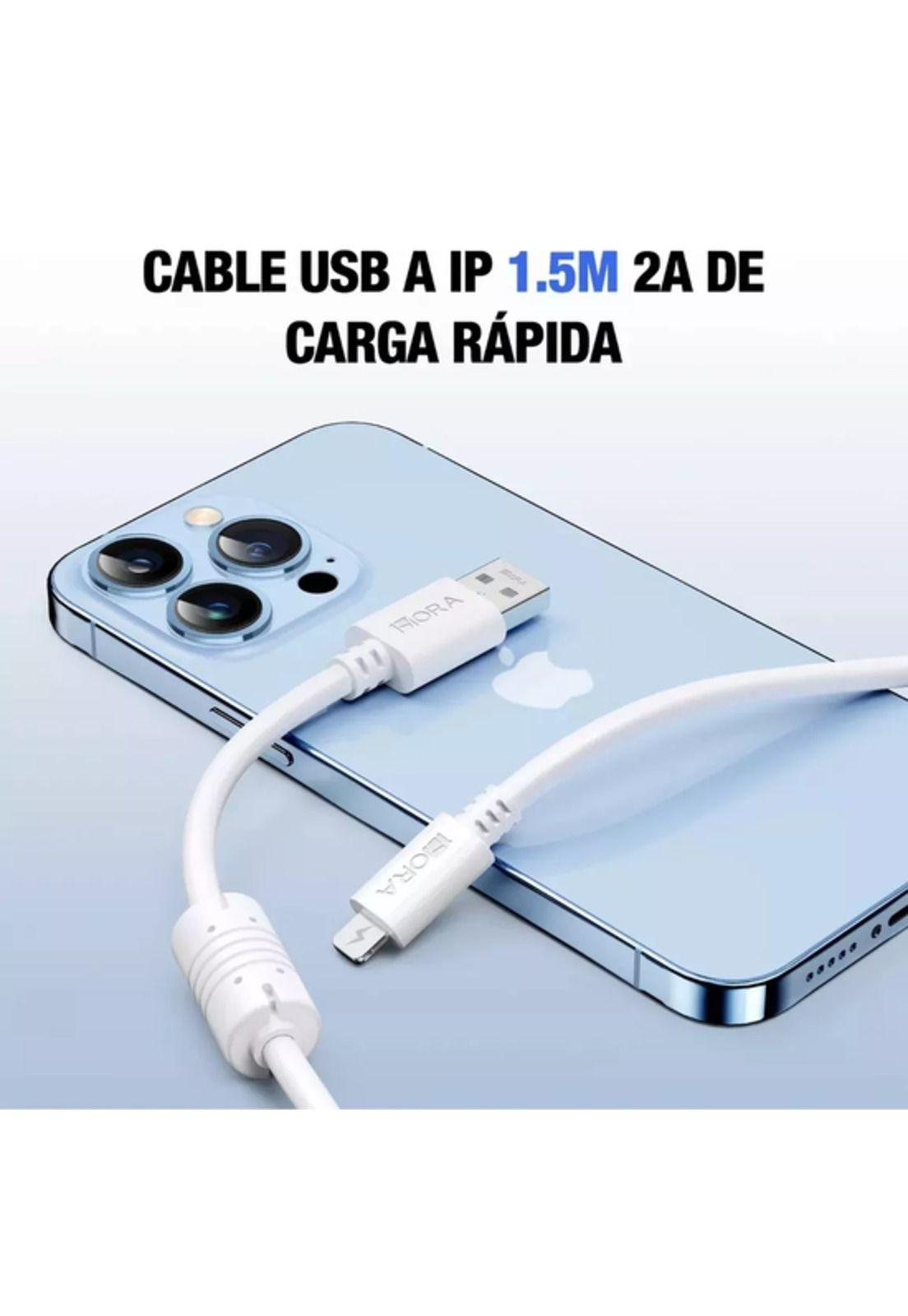 Cable compatible con iPhone 2.0 USB & lightning 1.5m pack 3 blanco-2