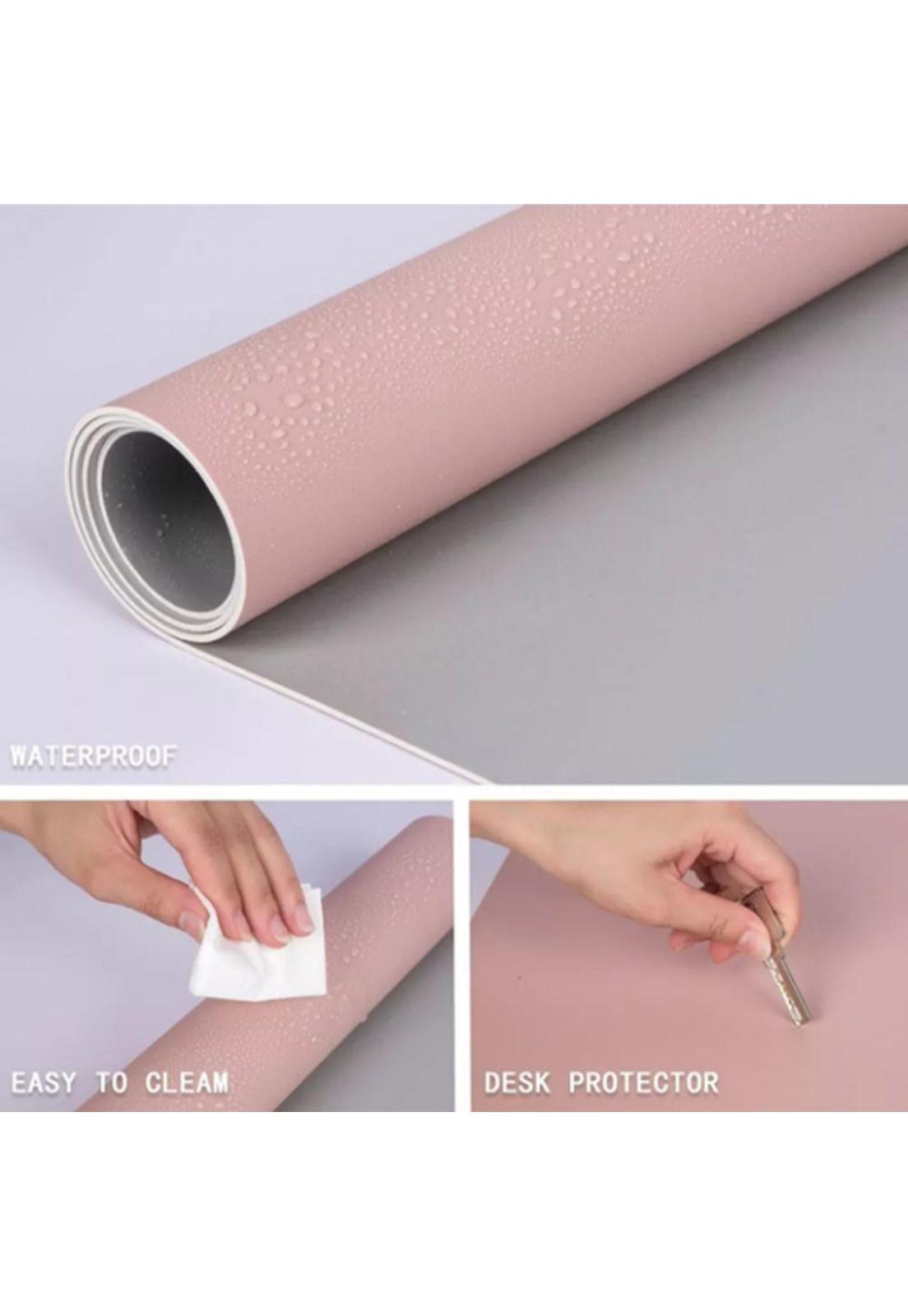 Alfombrilla de Mouse de Cuero Impermeable Reversible 100x50 Rosa/Plata-2