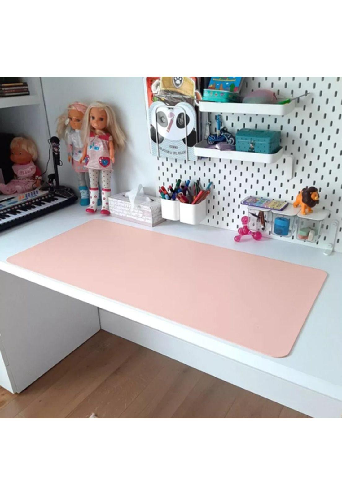 Alfombrilla de Mouse de Cuero Impermeable Reversible 100x50 Rosa/Plata-3