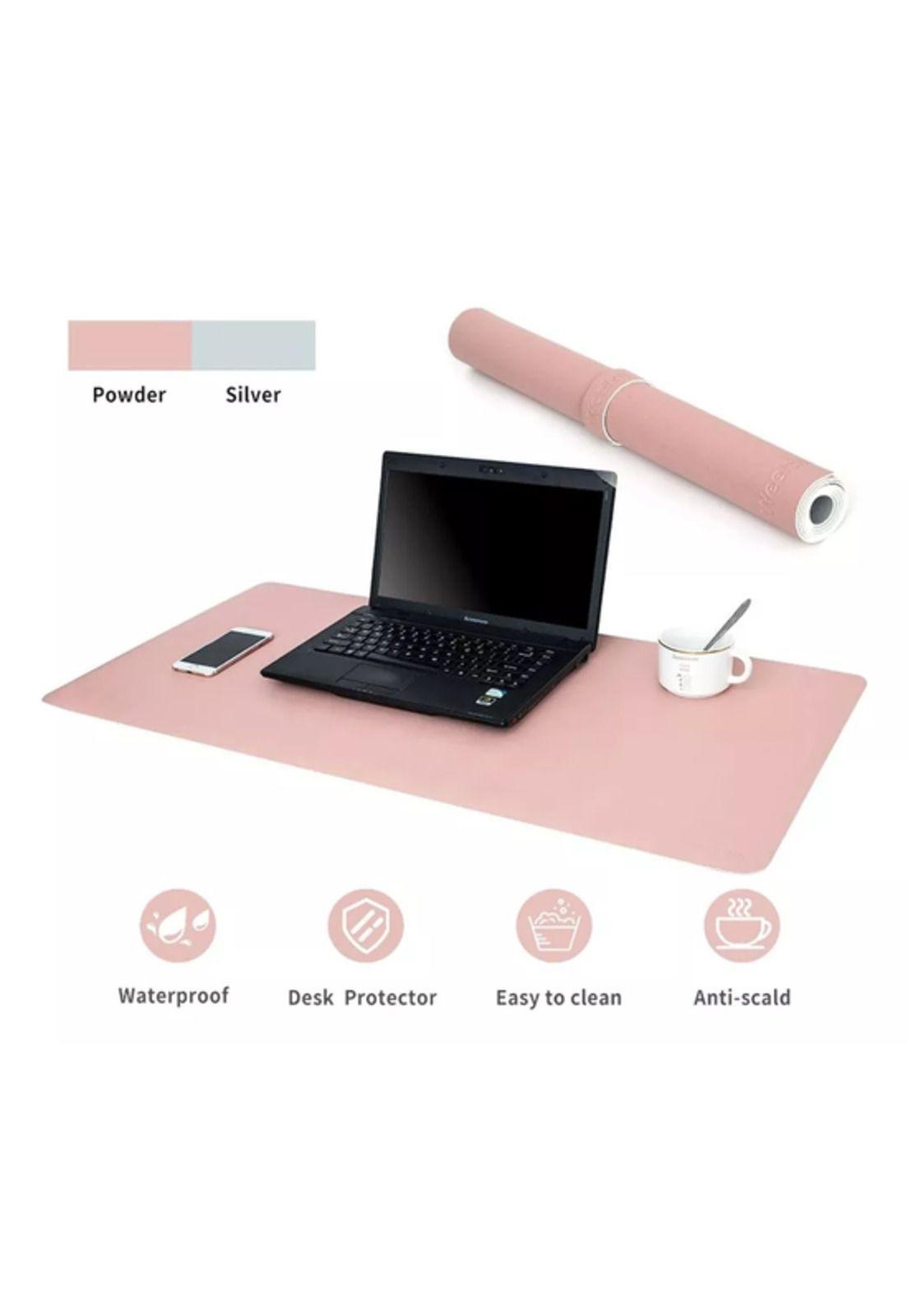 Alfombrilla de Mouse de Cuero Impermeable Reversible 100x50 Rosa/Plata-5