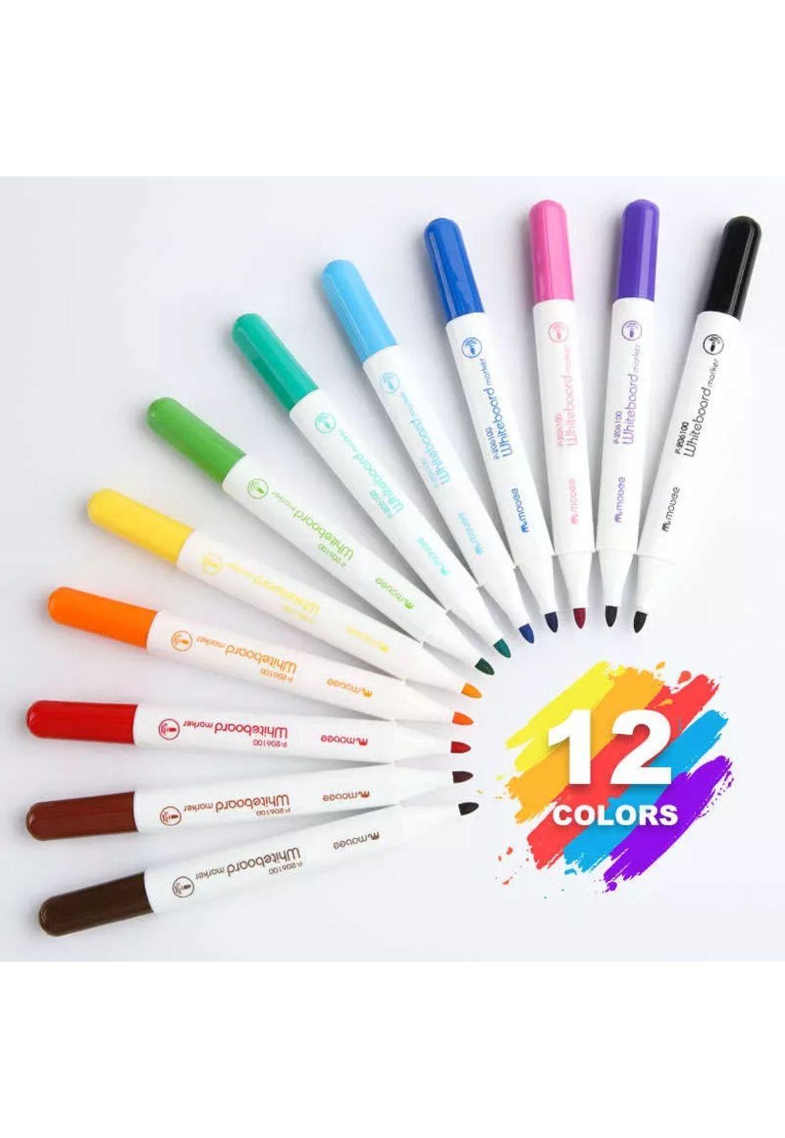 Set marcadores plumón pizarra blanca whiteboard 12 colores-3