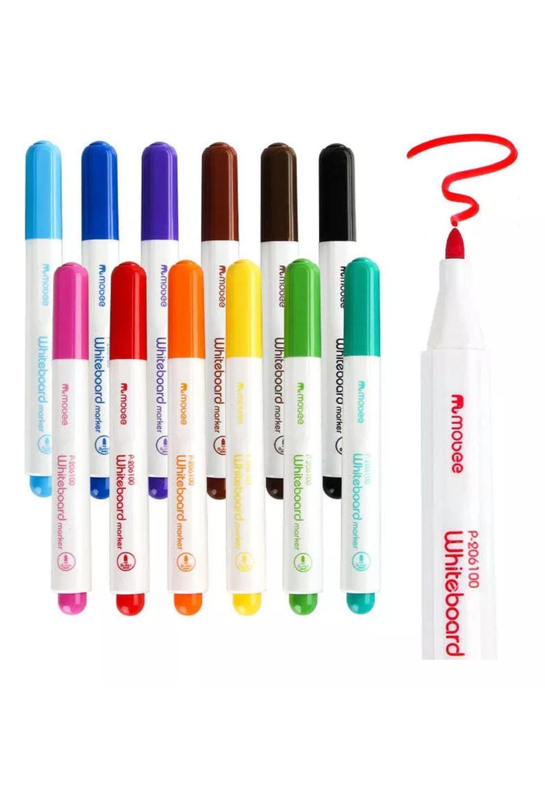 Set marcadores plumón pizarra blanca whiteboard 12 colores-4