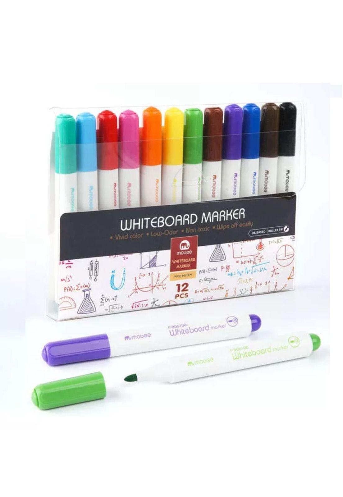 Set marcadores plumón pizarra blanca whiteboard 12 colores-5