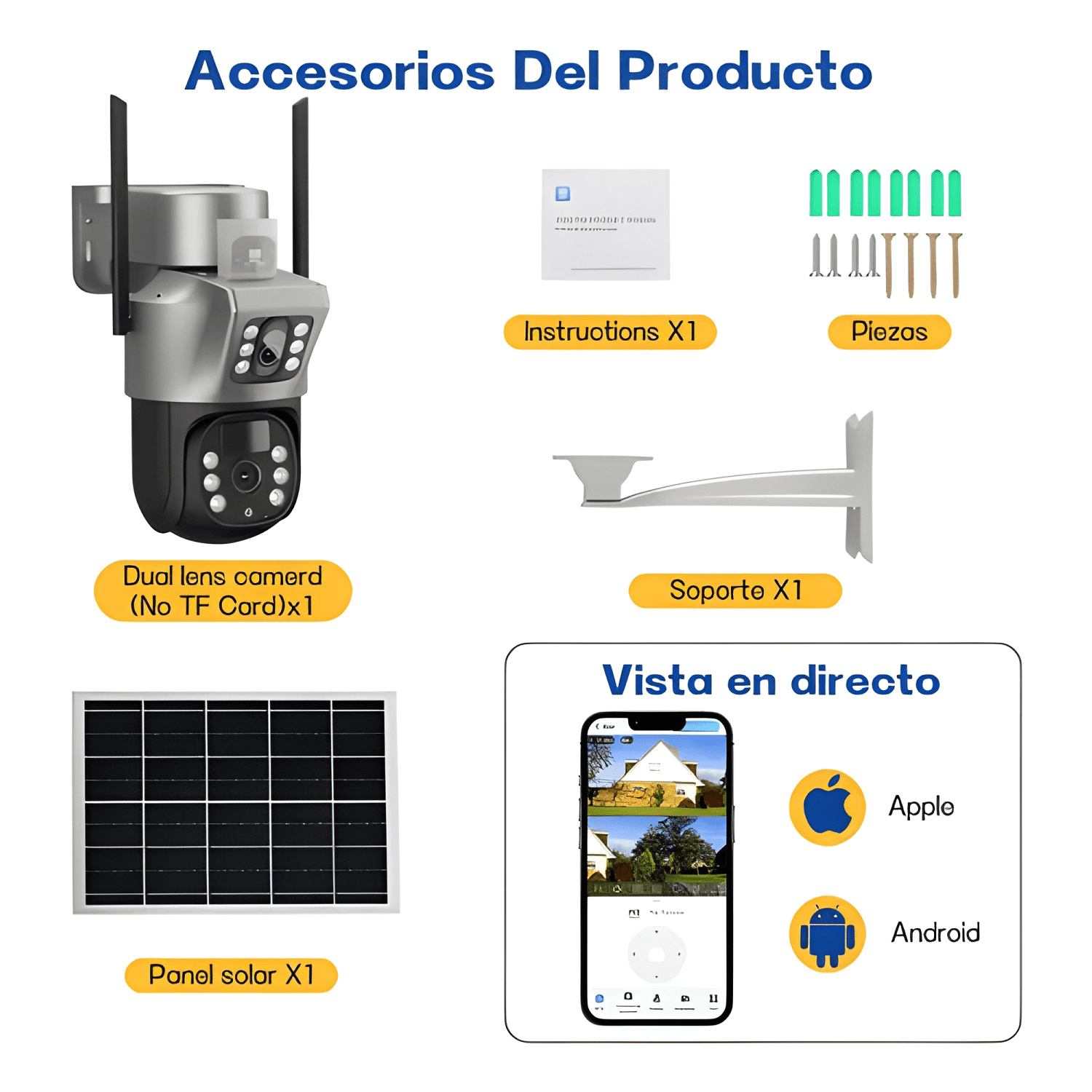 Cámara Exteriores de Seguridad con Doble Lente con Alarma-4