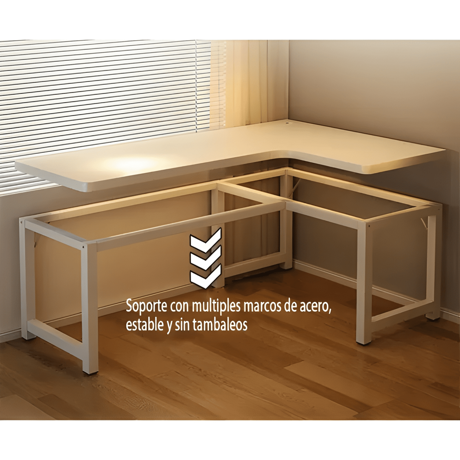 Escritorio en l oficina madera y fierro moderno #7-1
