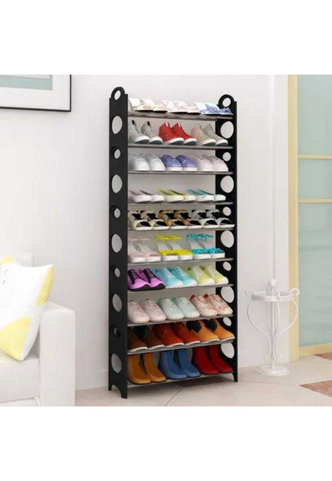 Zapatero armable estante 10 niveles negro-2