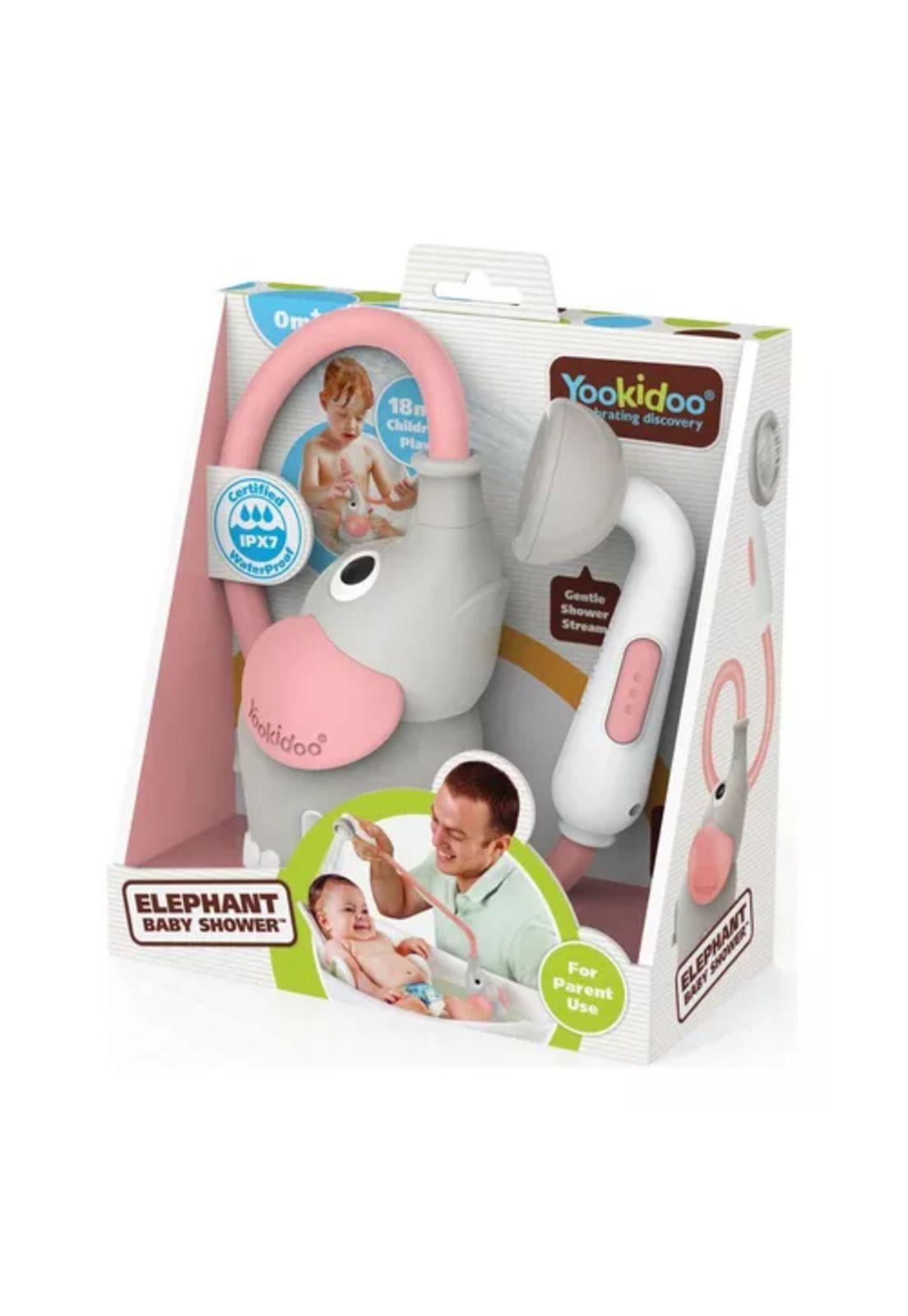 Elefante ducha interactivo, rosado, para bebé, bañera Yookidoo-5