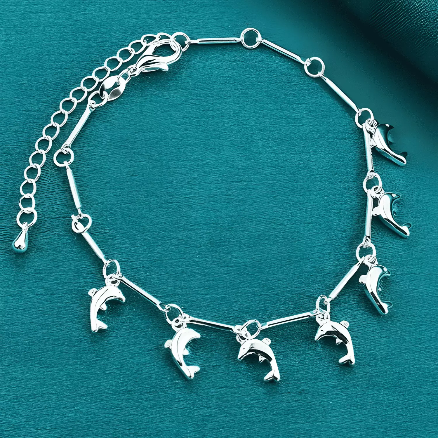 Pulsera plata 925 para dama mujer elegante delfin charm-2
