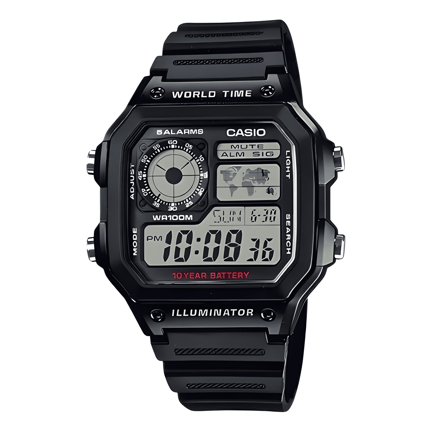 Reloj pulsera digital casio ae-1200wh-1a con correa de-0