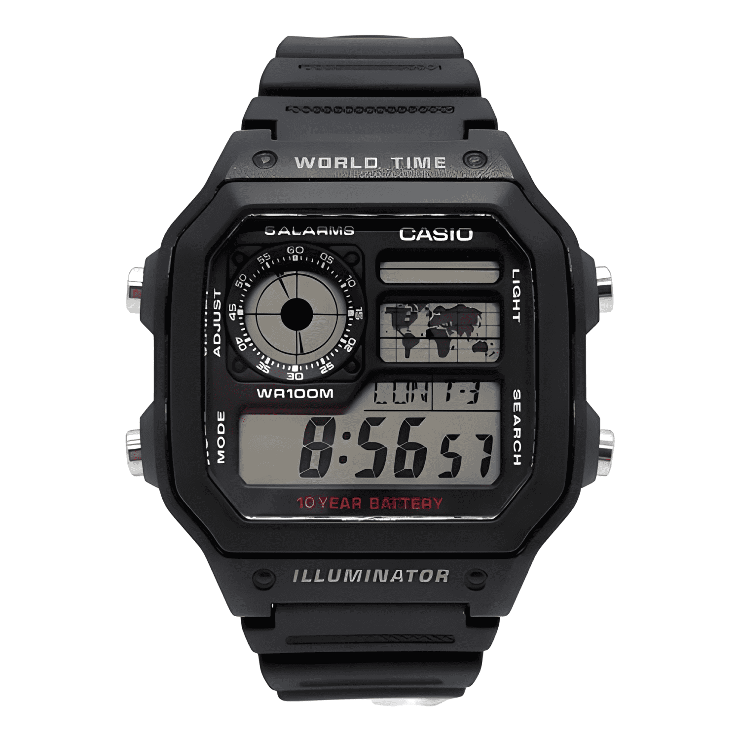 Reloj pulsera digital casio ae-1200wh-1a con correa de-1