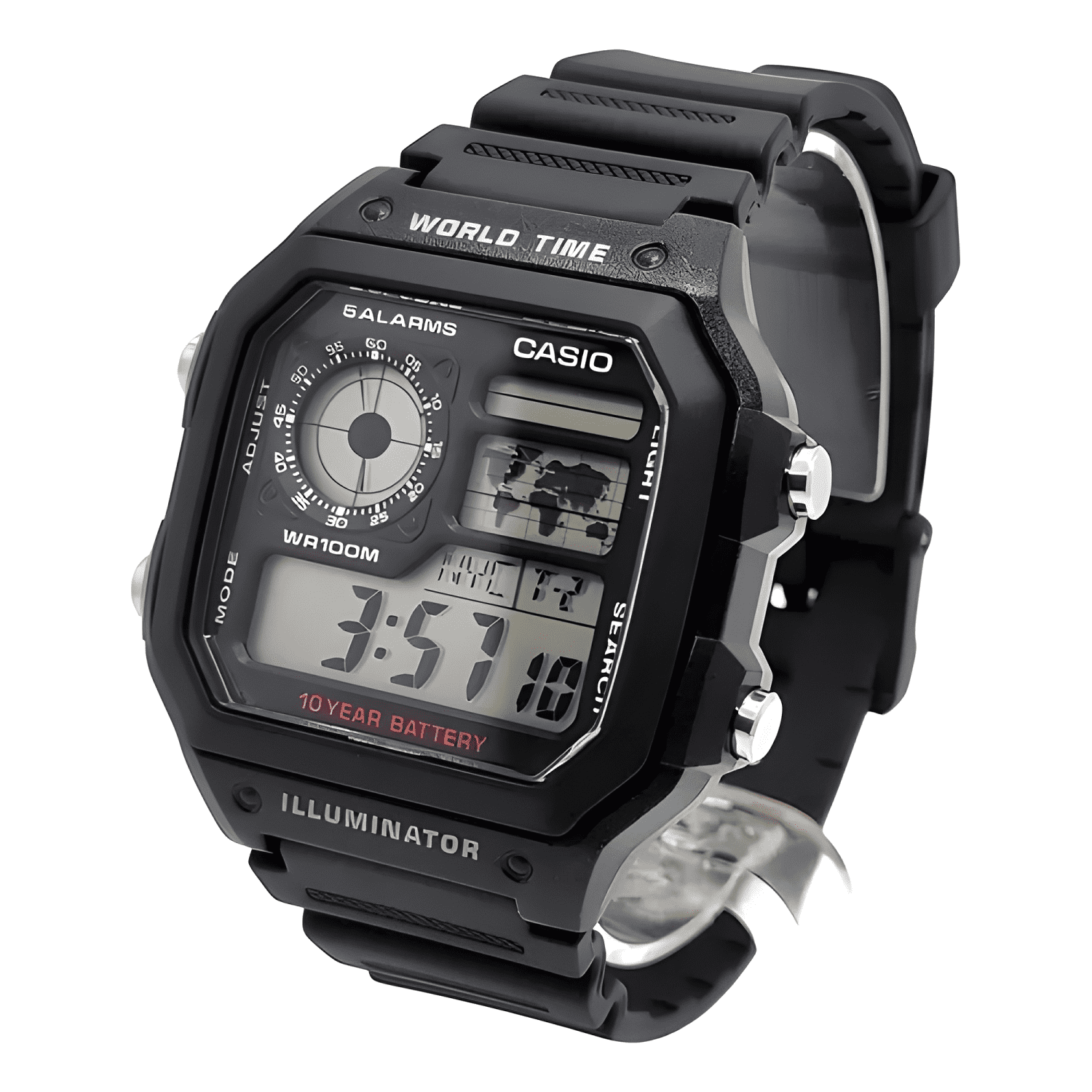 Reloj pulsera digital casio ae-1200wh-1a con correa de-2