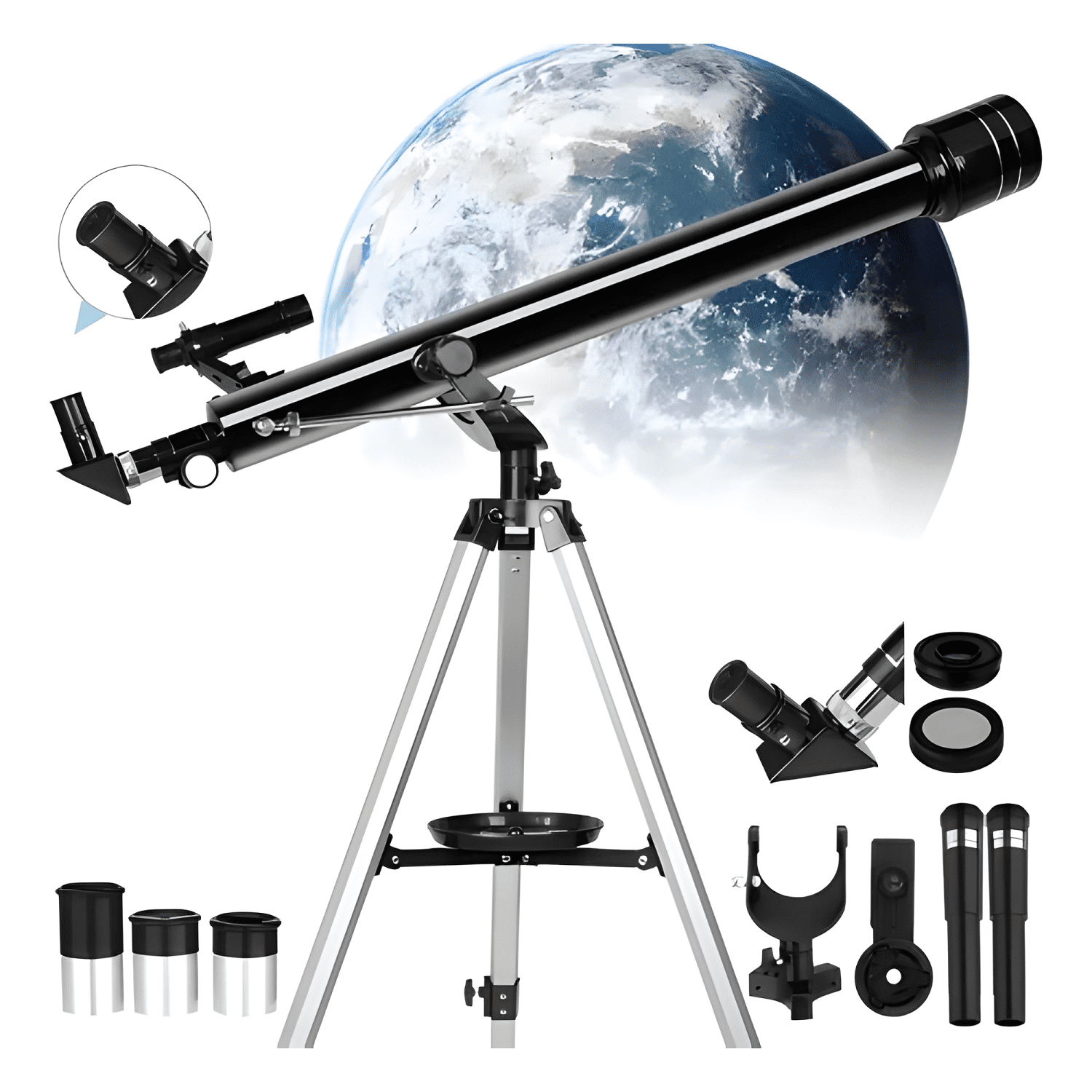 Telescopio Astronómico Profesional Refractor 45x-675x Negro-0