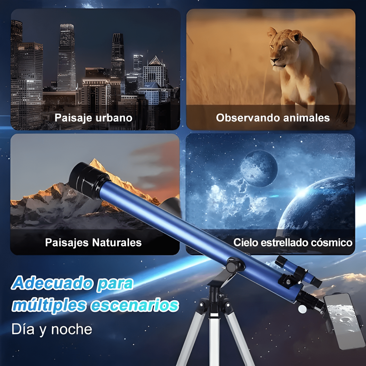 Telescopio Astronómico Profesional Refractor 45x-675x Negro-4