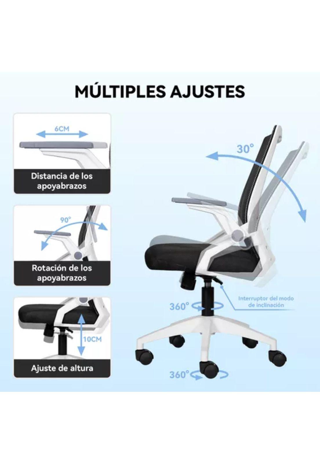 Silla ergonómica de oficina Carla giratoria con asiento de memoria negra-4