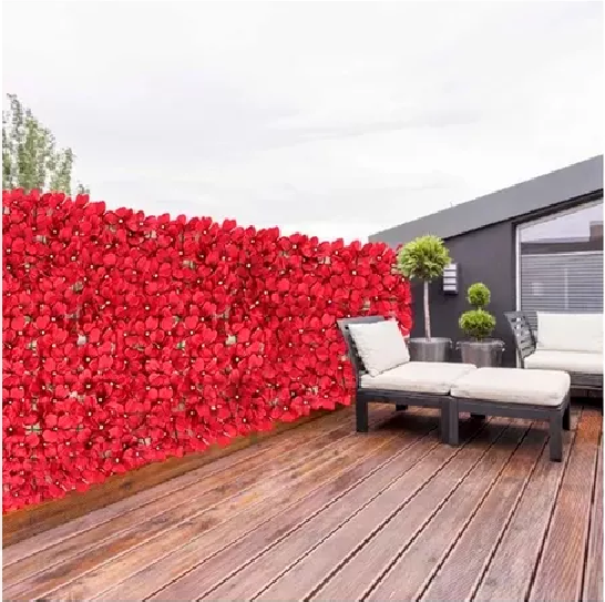 Flor Artificial para Decoración Panel Pared Muro 3m Rojo-1