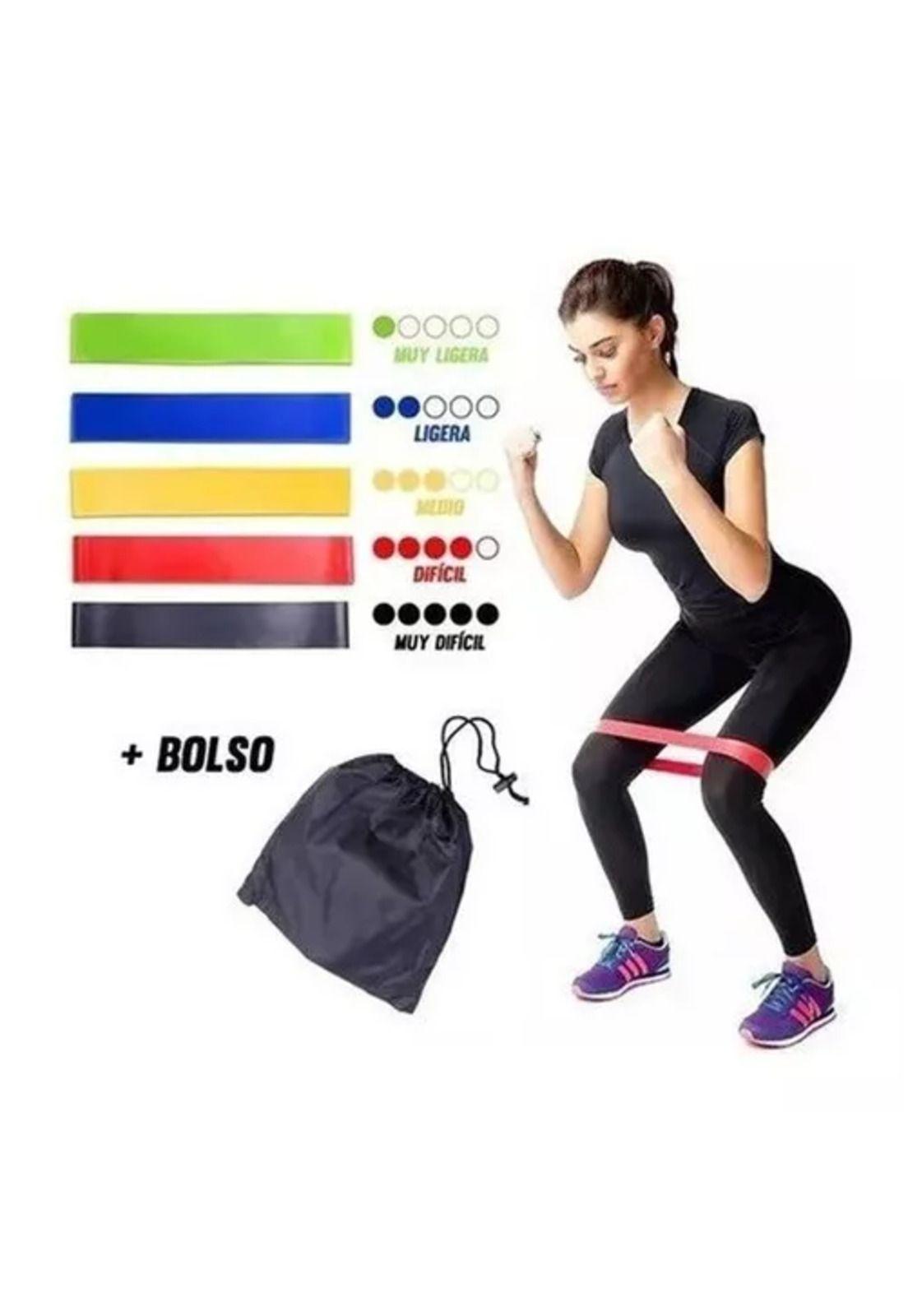 Banda elástica para ejercicios de yoga, resistencia, 5 piezas con bolso de transporte-2