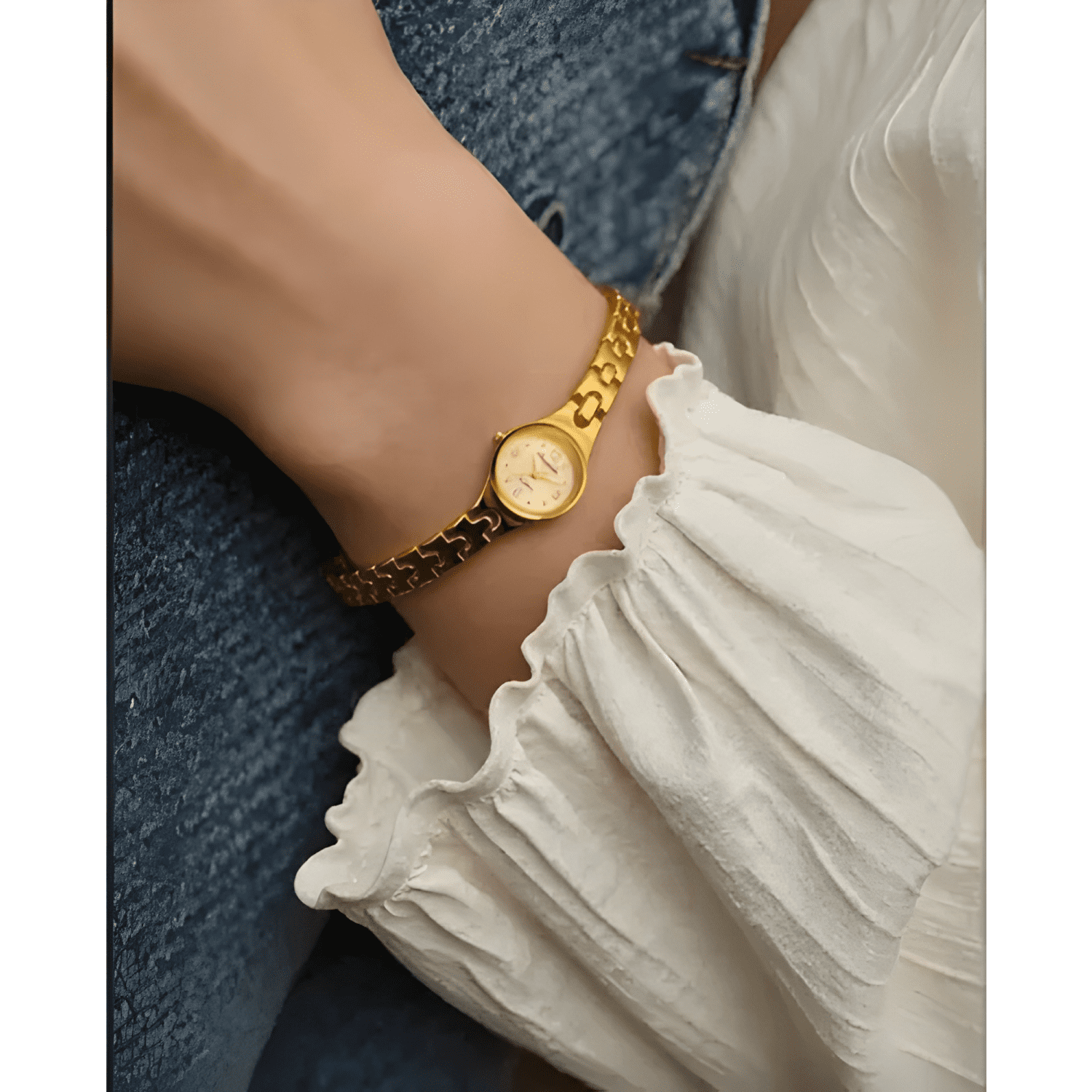 Pieza elegante y delicado para mujer versátil pequeño Dorado-3
