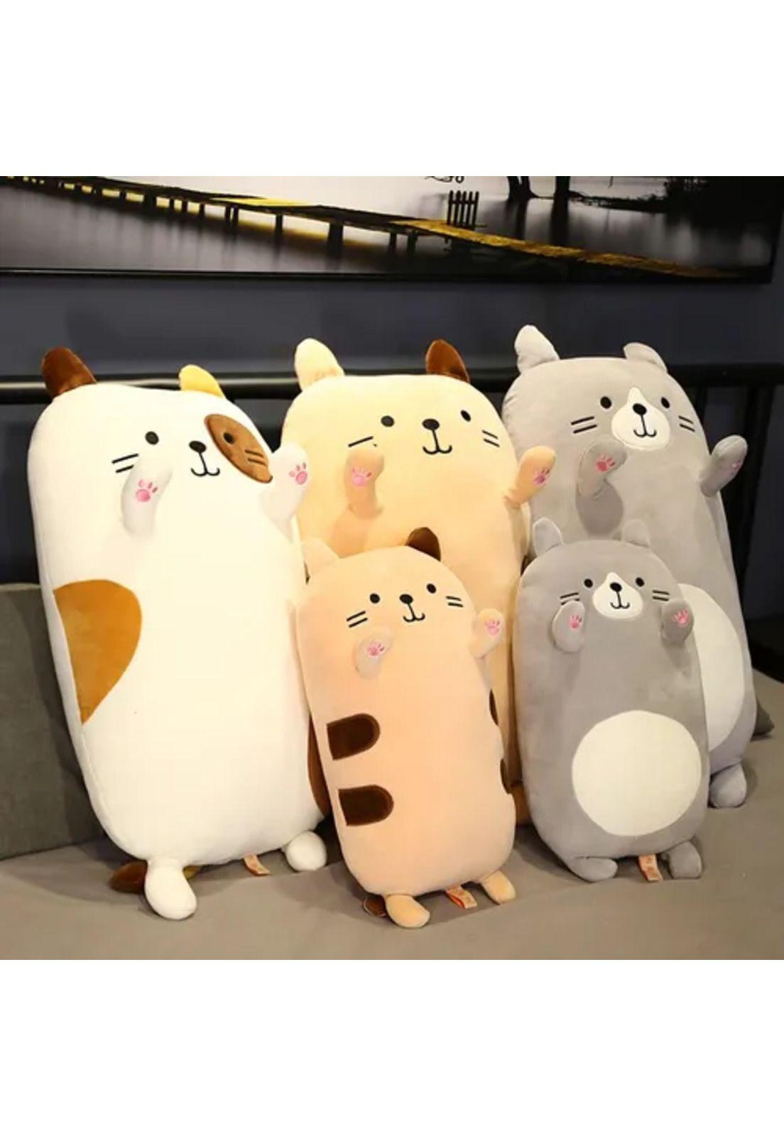 Peluche almohada suave diseño de gato kawaii 40 cm color blanco-2