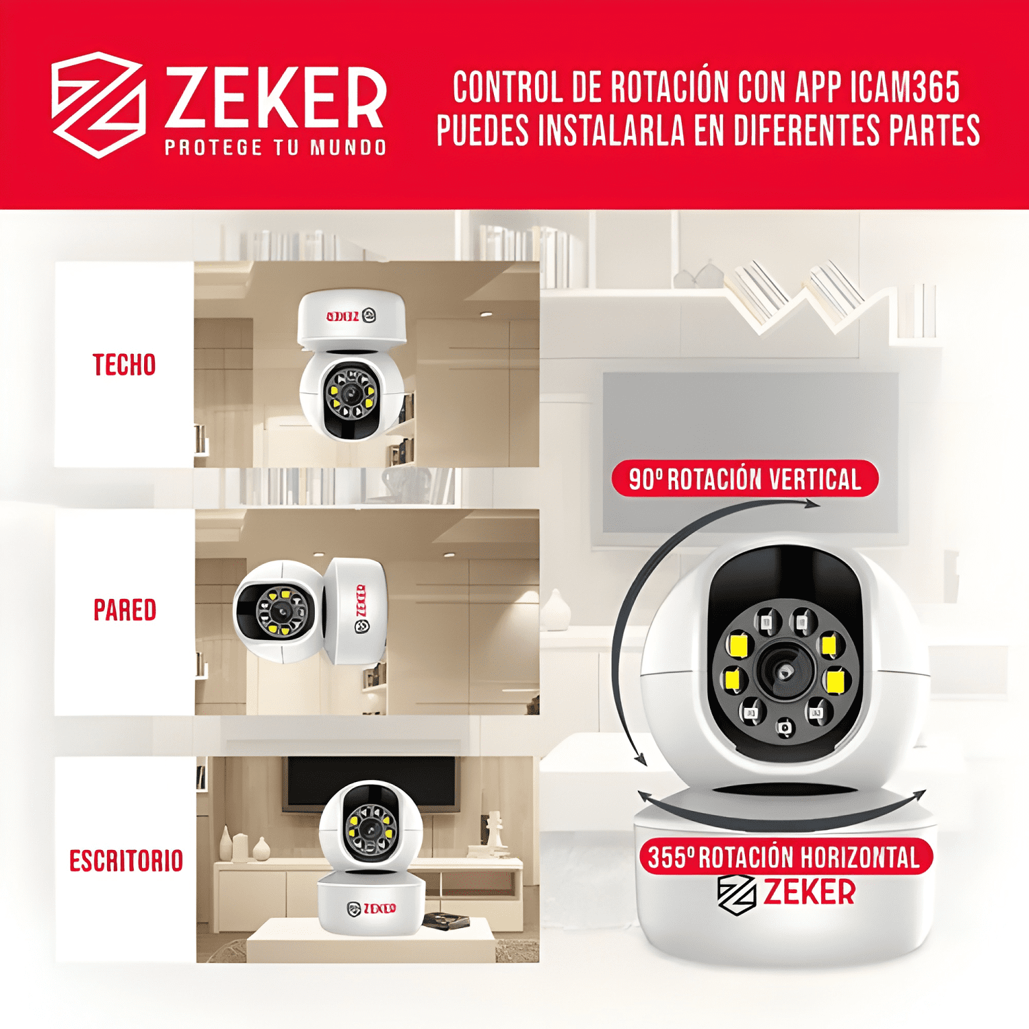 Pack X2 Cámara de Seguridad Interior Wifi Ip Zeker SE Blanco-4