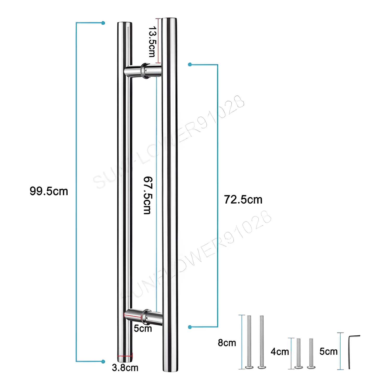 Manija tirador para puerta de acero inoxidable 100 cm #9-1