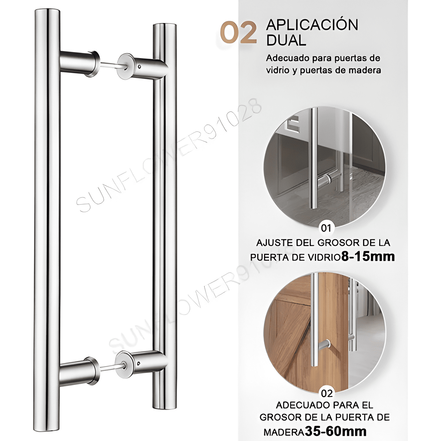 Manija tirador para puerta de acero inoxidable 100 cm #9-2