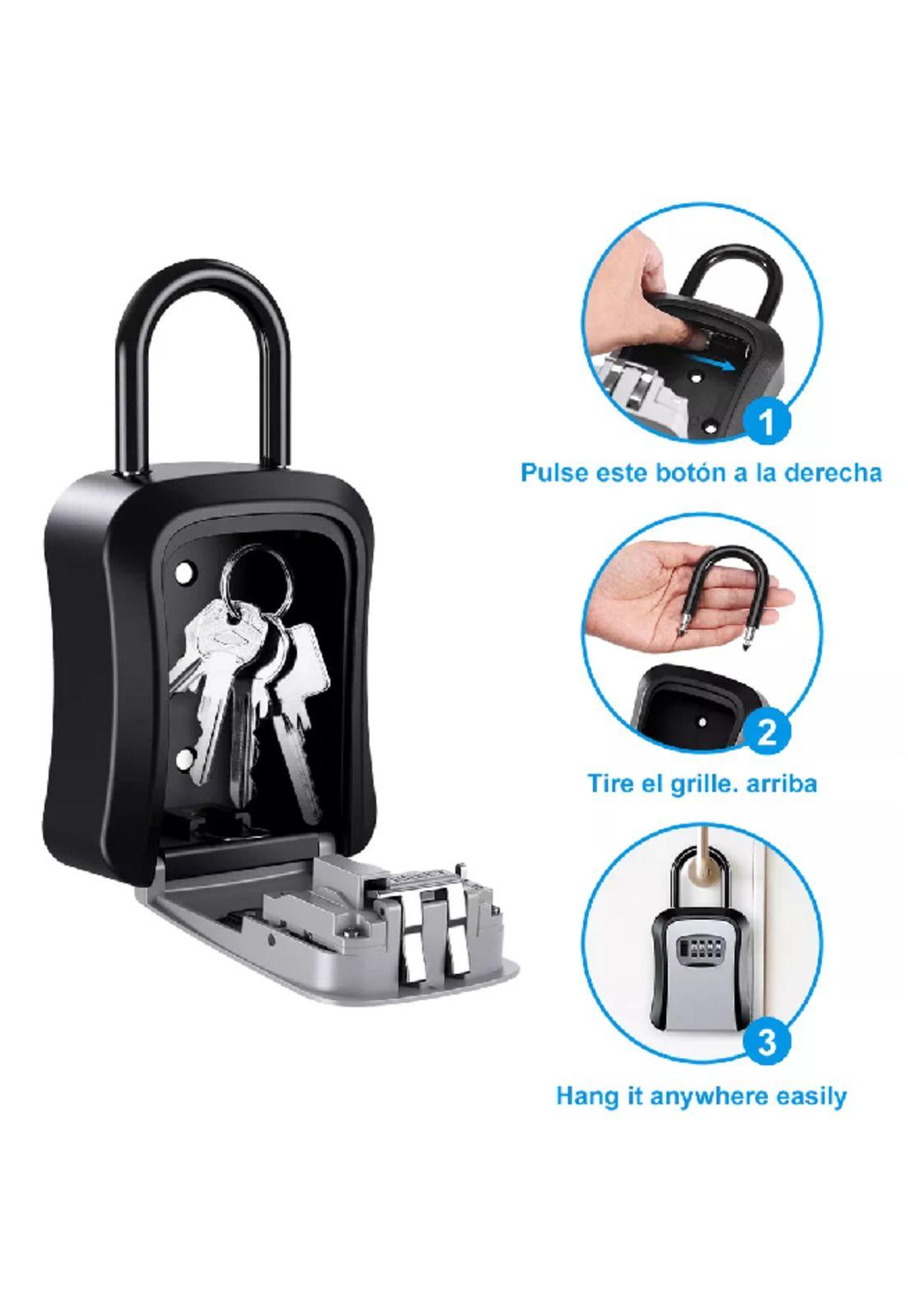 Caja seguridad porta llave candado clave color gris-4