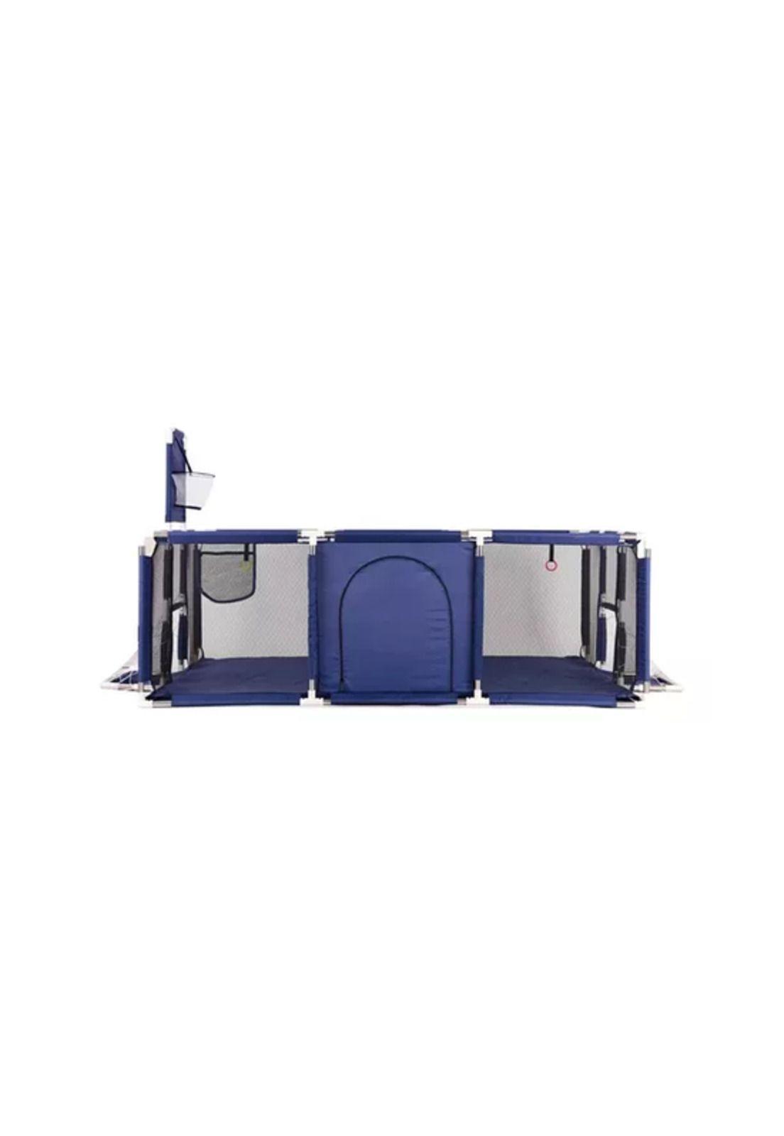 Corral de seguridad para bebés con aro y portería 180cm + pelotas, azul marino-2