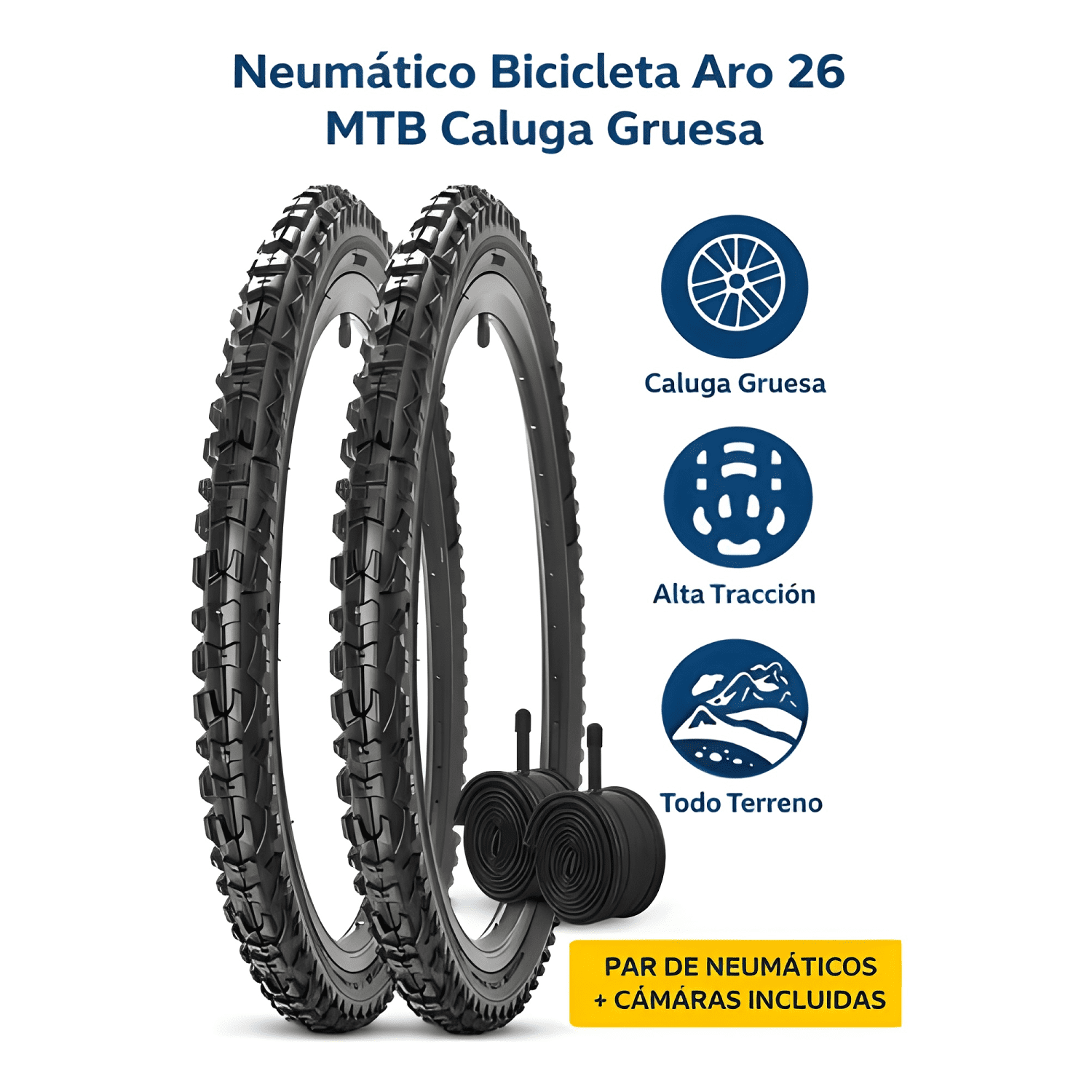 Pack 2 neumáticos y 2 cámaras caluga gruesa aro 26x2.125-1
