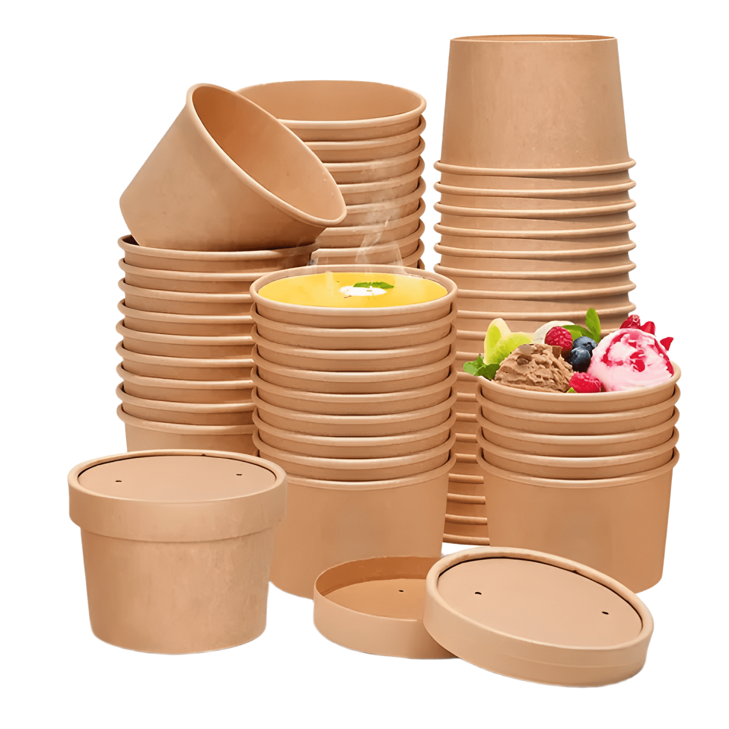 Pote kraft con tapa 8 oz 100u #12-0