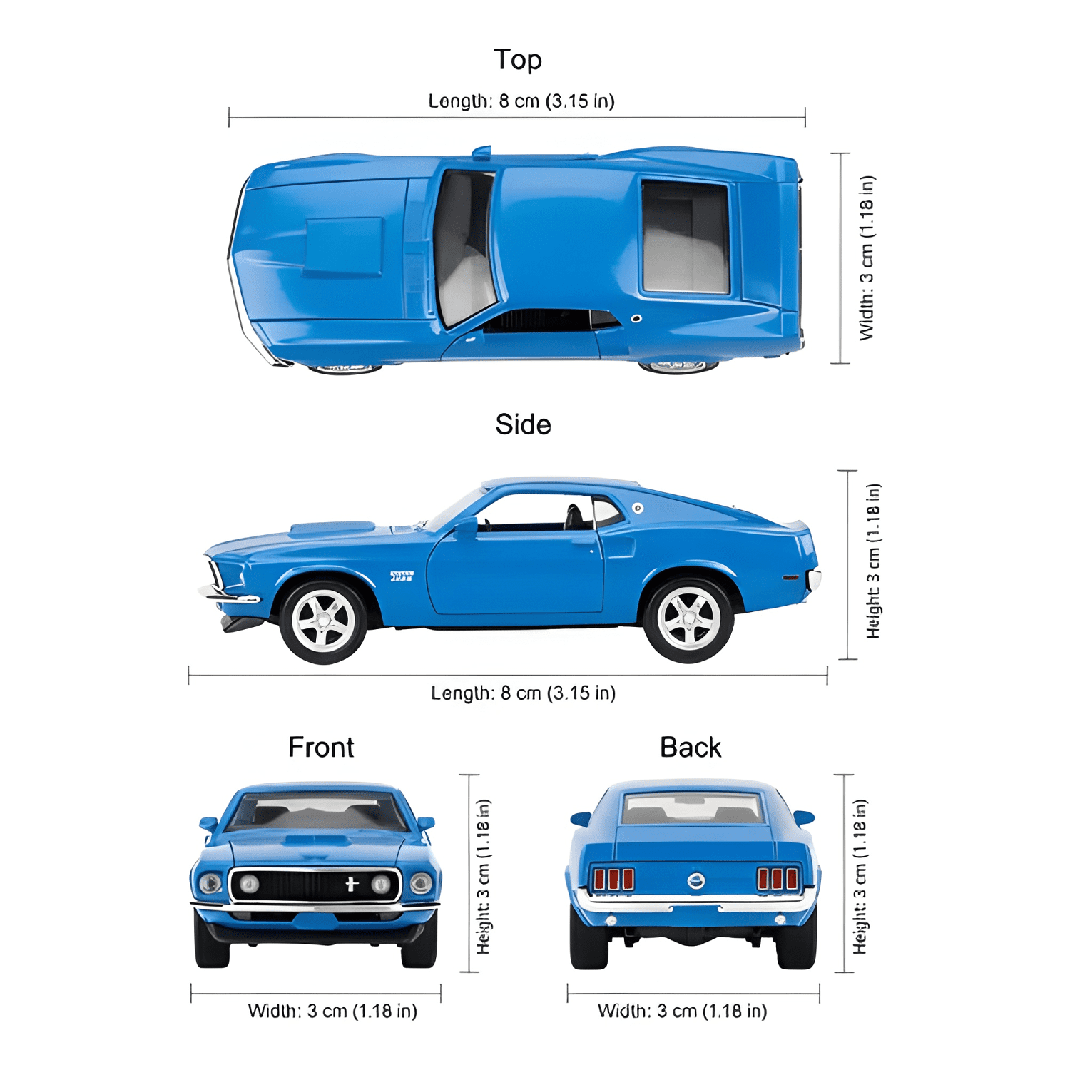 Auto Ford Mustang Boss 429 1969 a escala de metal-2