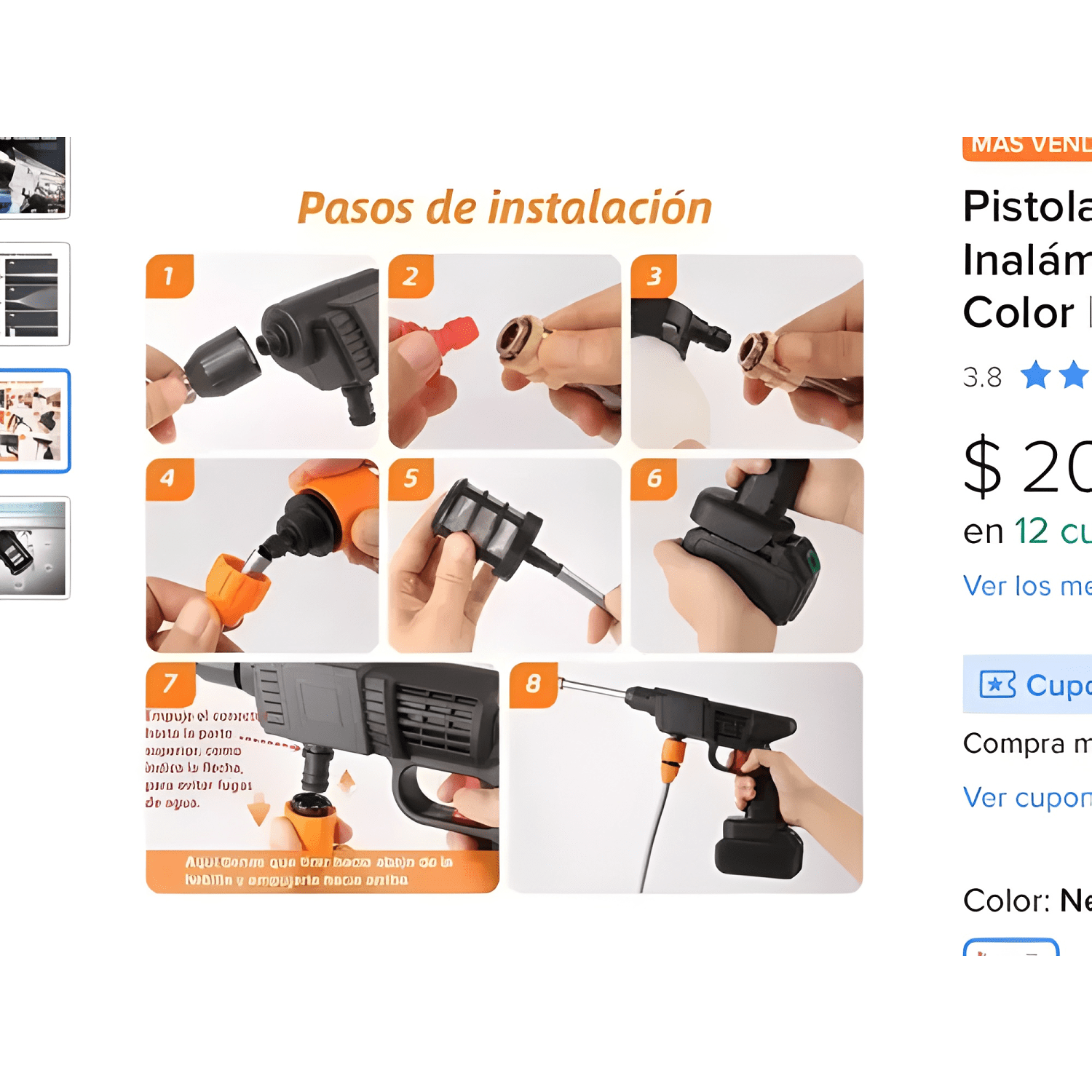 Pistola Lavado Coche Hidrolavadora Inalambrica Con 2 Pilas-3