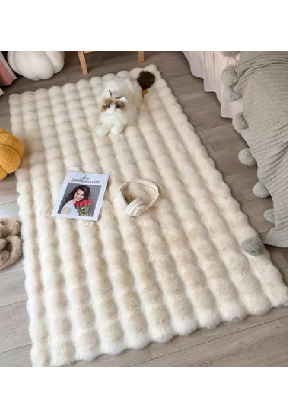 Alfombra Sofá Antideslizante para Baño, Gato o Dormitorio 40x60 cm Blanca-2